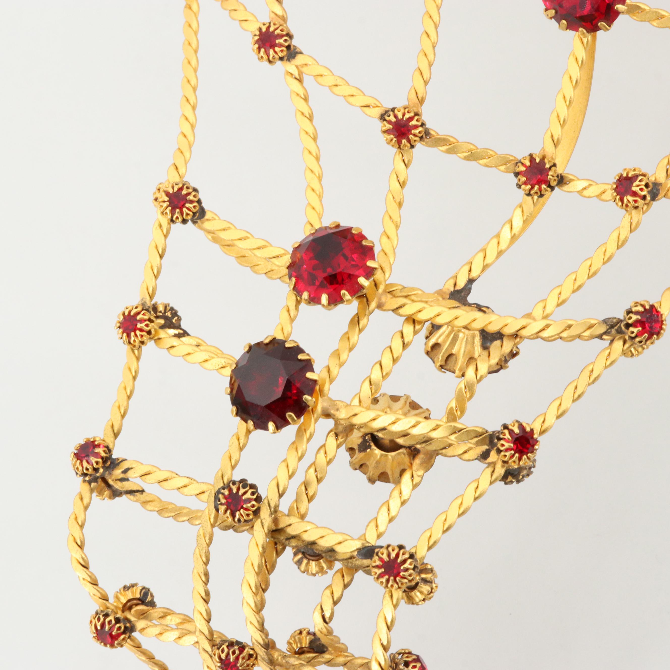 Countess Cissy Zoltowska Red Rhinestone Fish Motif Hair Accessory