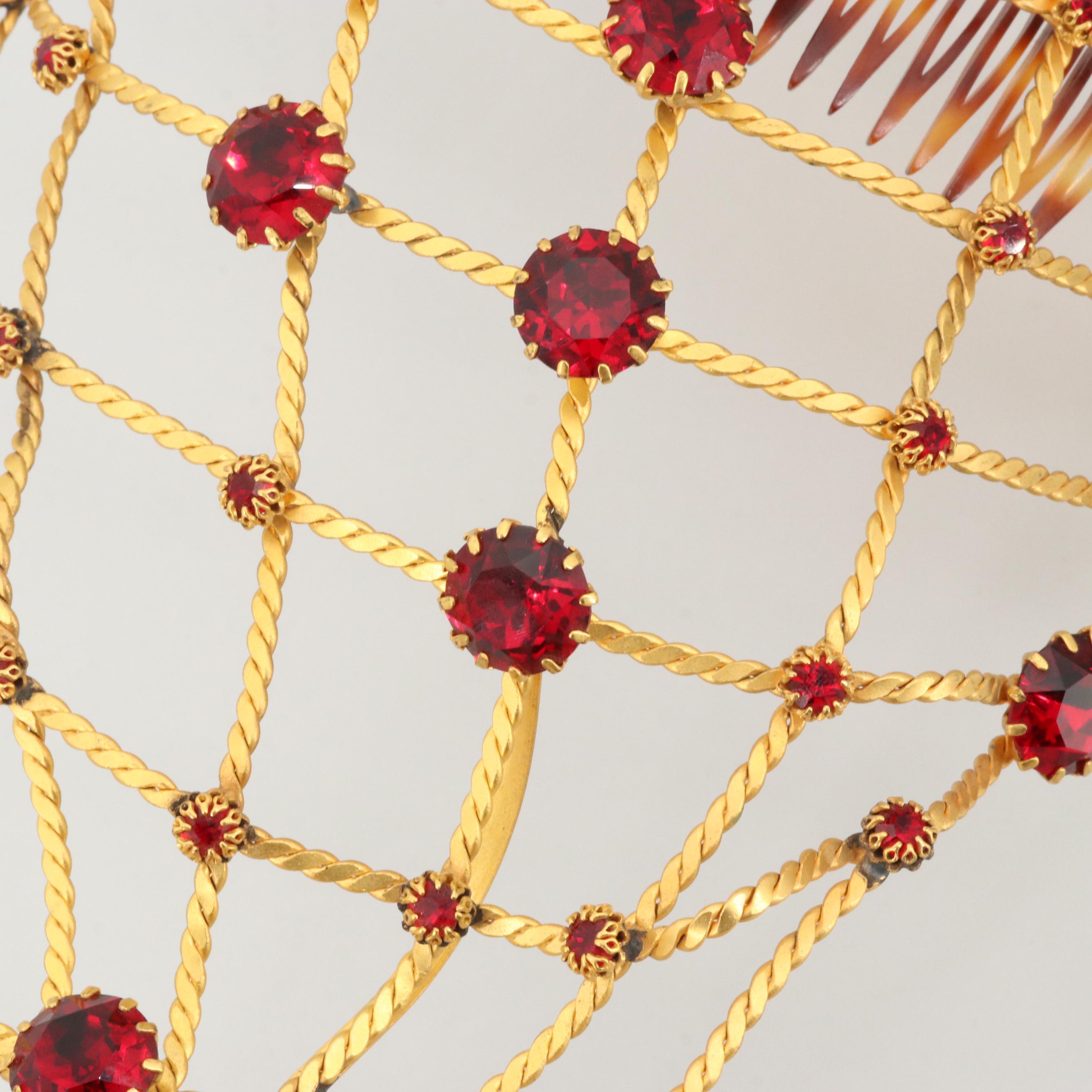 Countess Cissy Zoltowska Red Rhinestone Fish Motif Hair Accessory