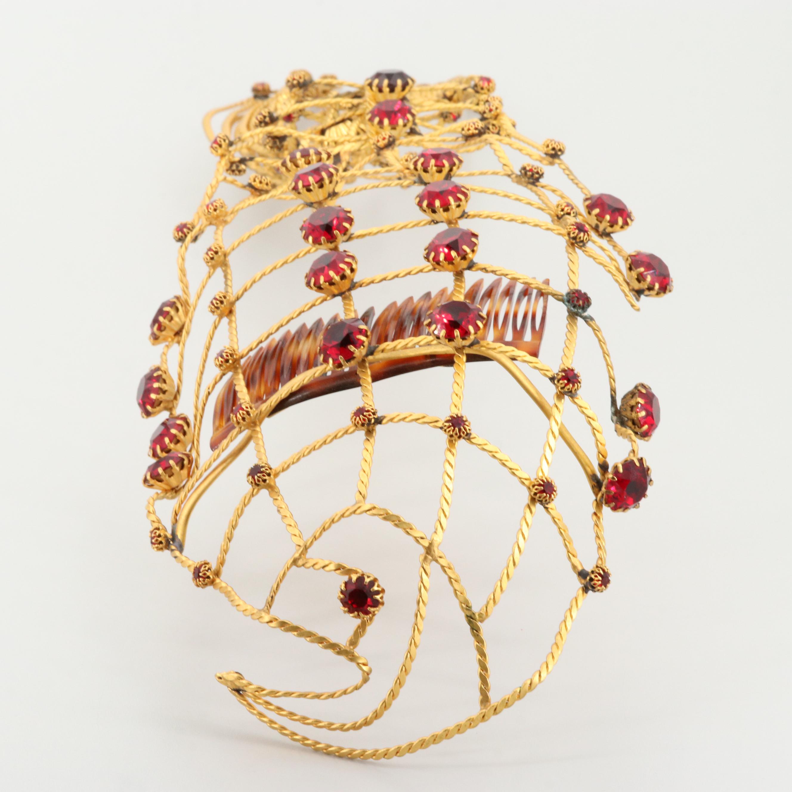 Countess Cissy Zoltowska Red Rhinestone Fish Motif Hair Accessory