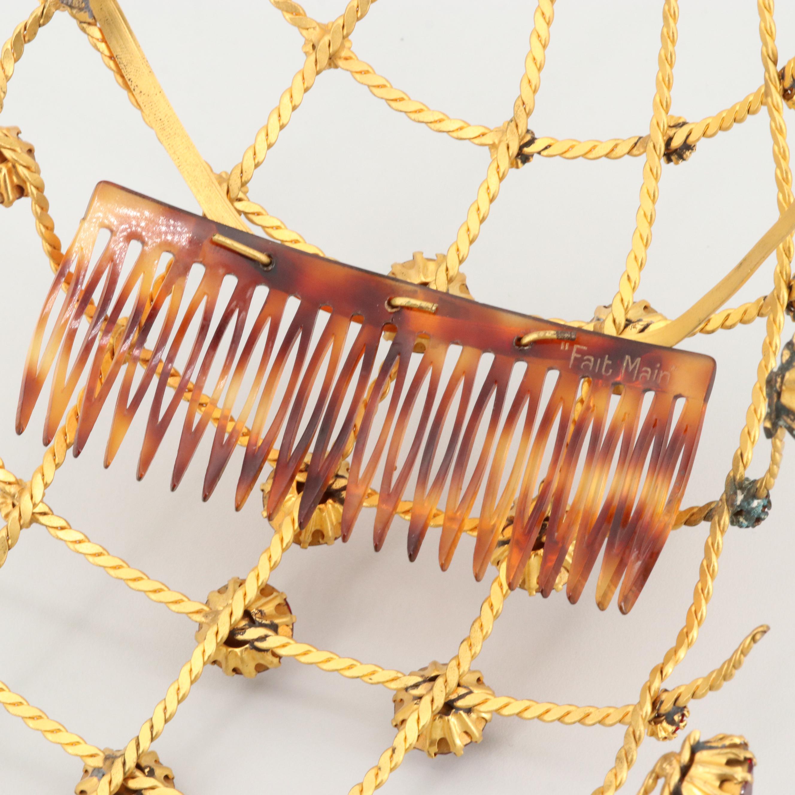 Countess Cissy Zoltowska Red Rhinestone Fish Motif Hair Accessory