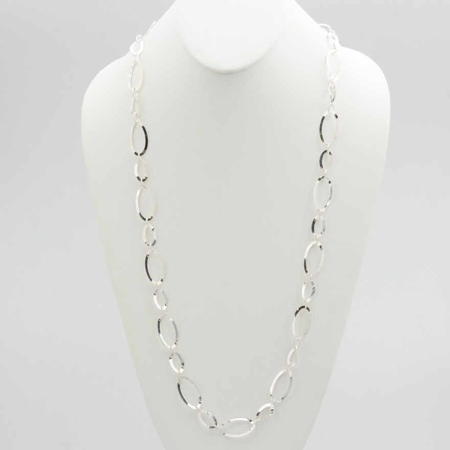 Milor Sterling Silver Hoop Necklace