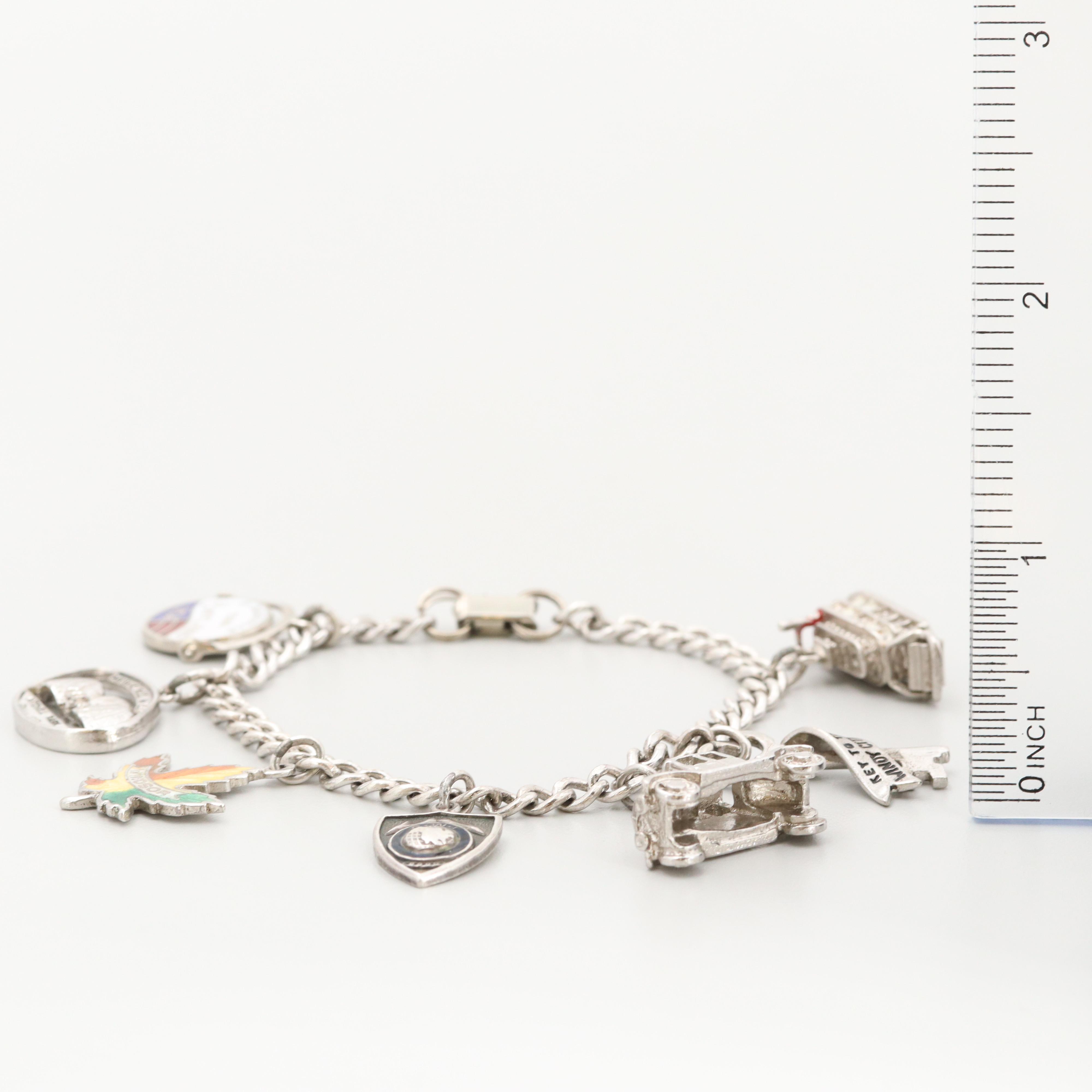 Sterling Silver and Gold Filled Enamel Multi-Charm Bracelet