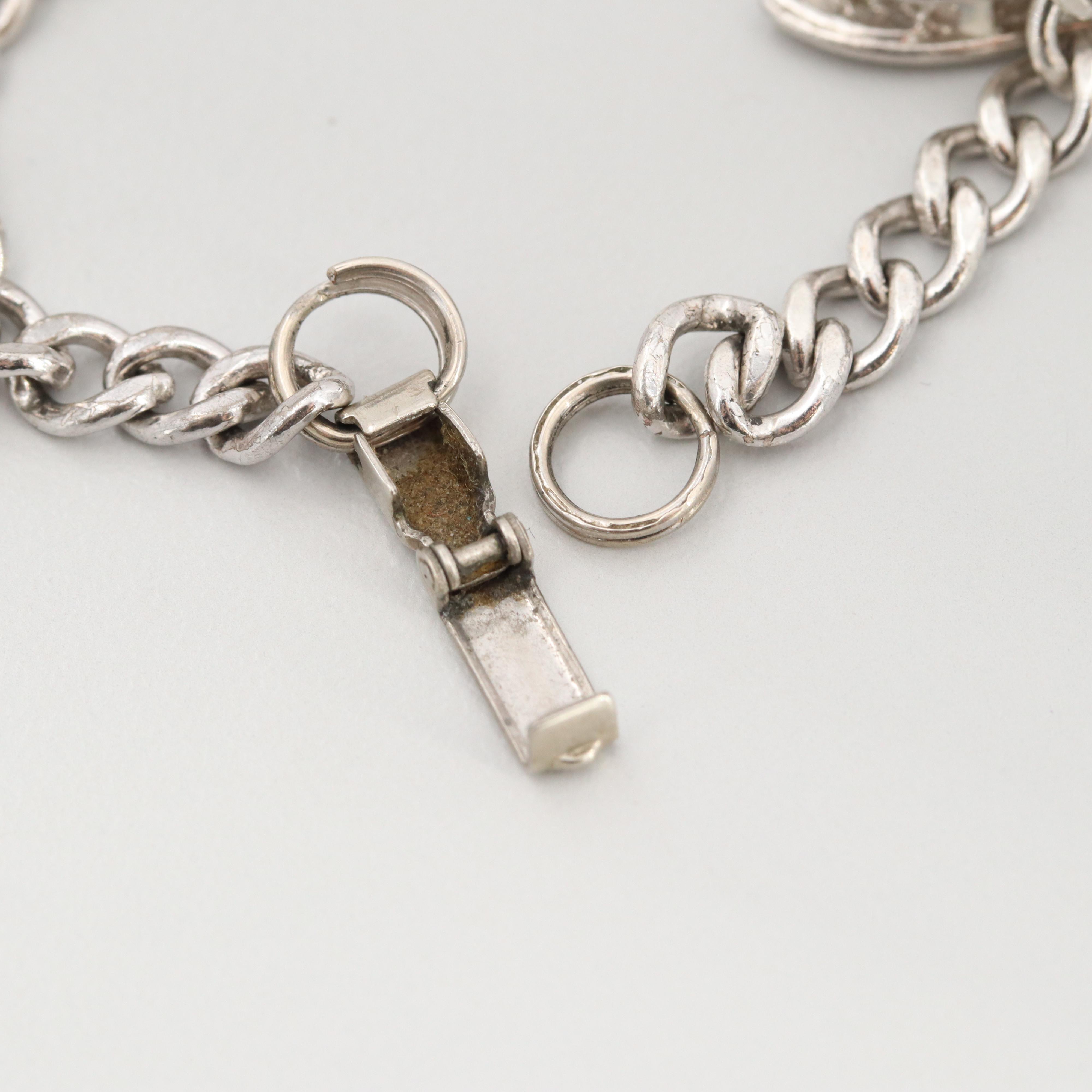 Sterling Silver and Gold Filled Enamel Multi-Charm Bracelet