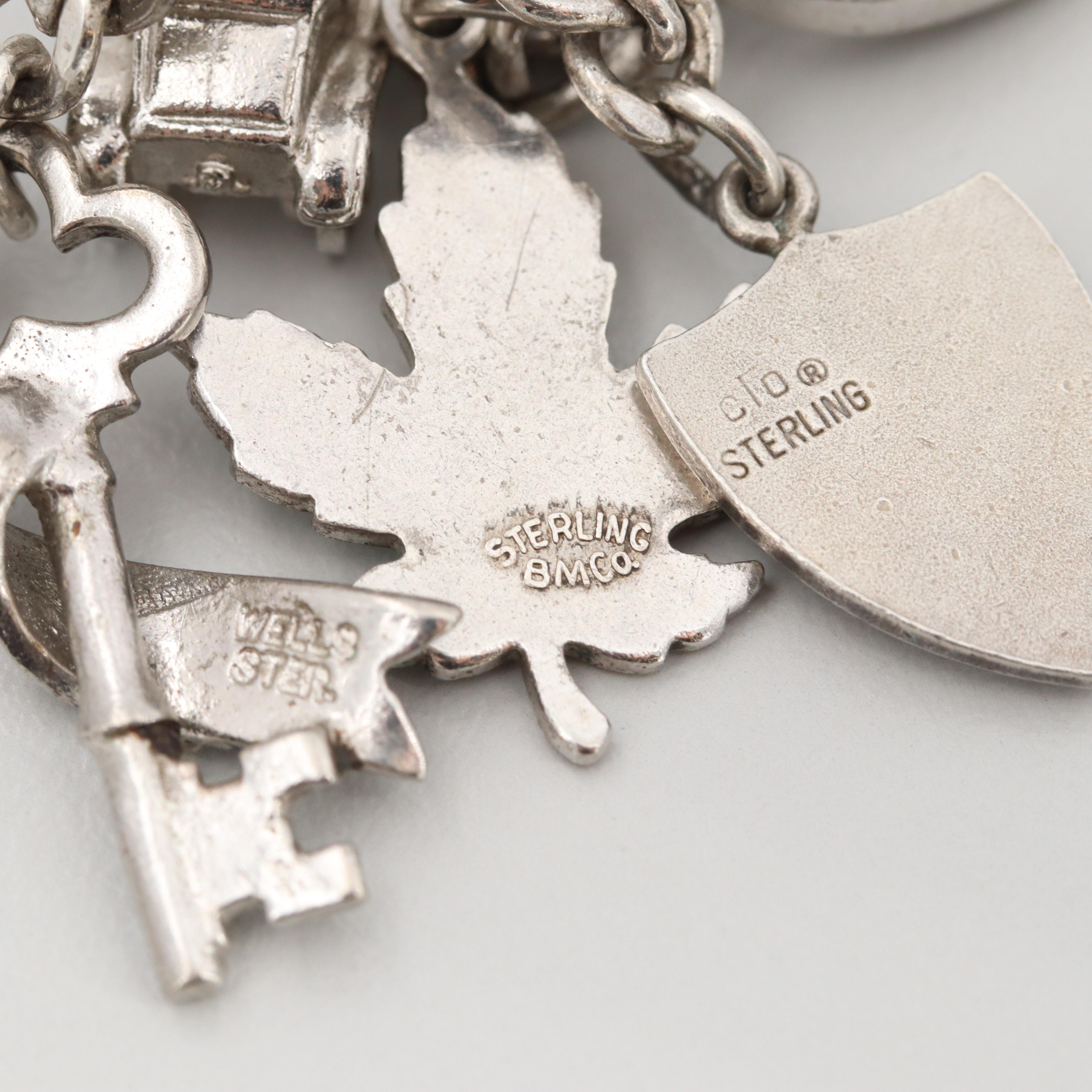 Sterling Silver and Gold Filled Enamel Multi-Charm Bracelet