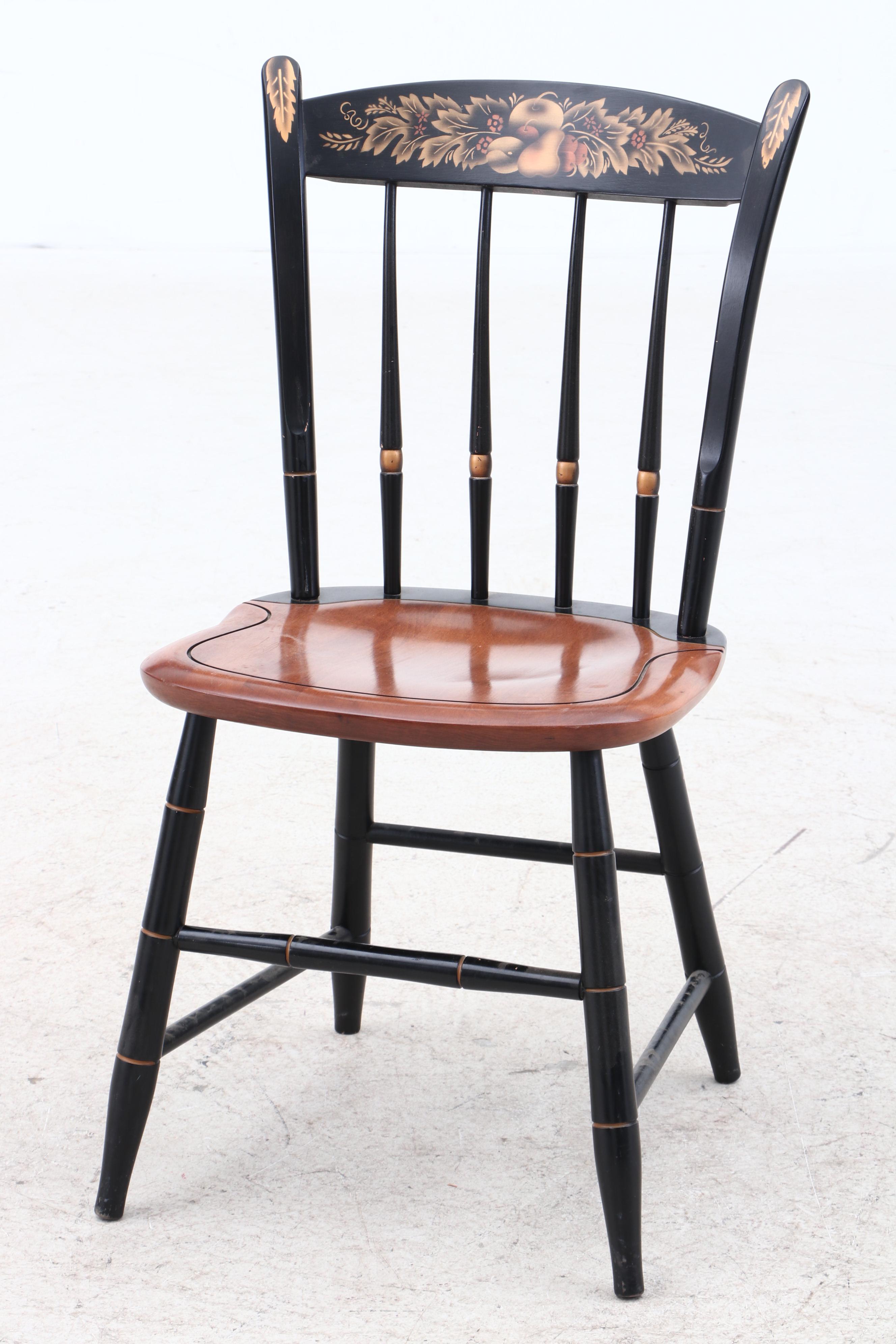 Painted Wood Stenciled Hitchcock Chairs, Mid-Century