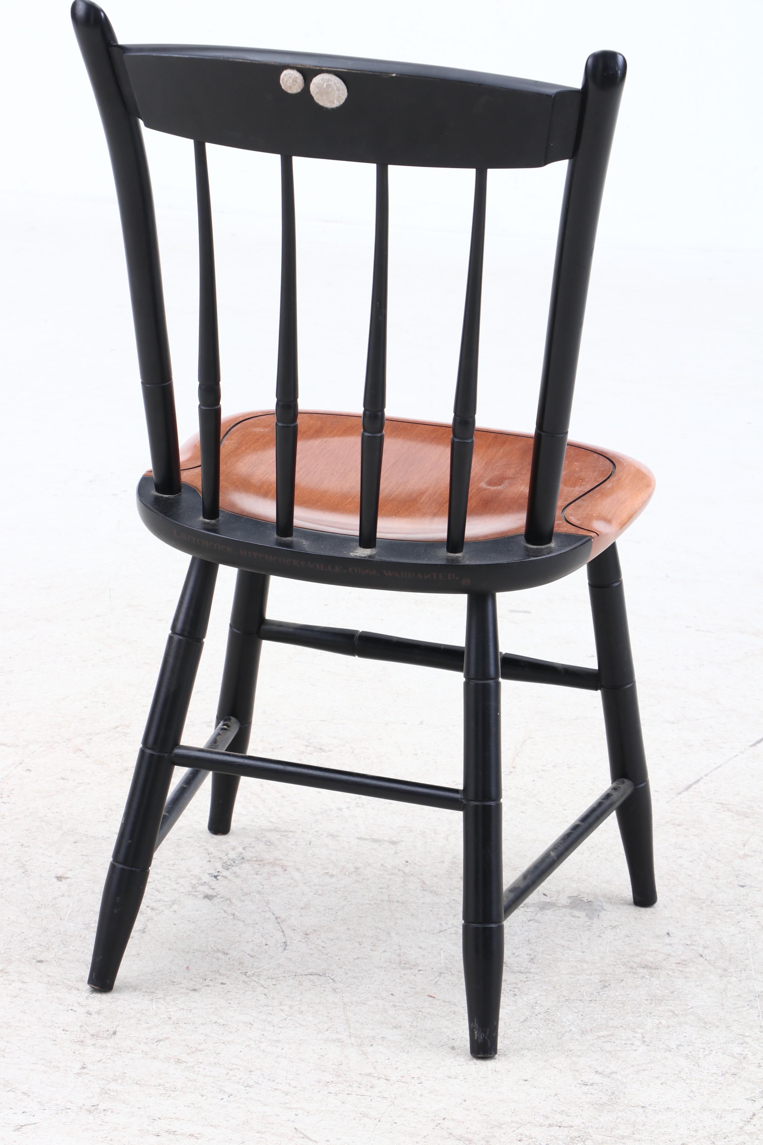 Painted Wood Stenciled Hitchcock Chairs, Mid-Century