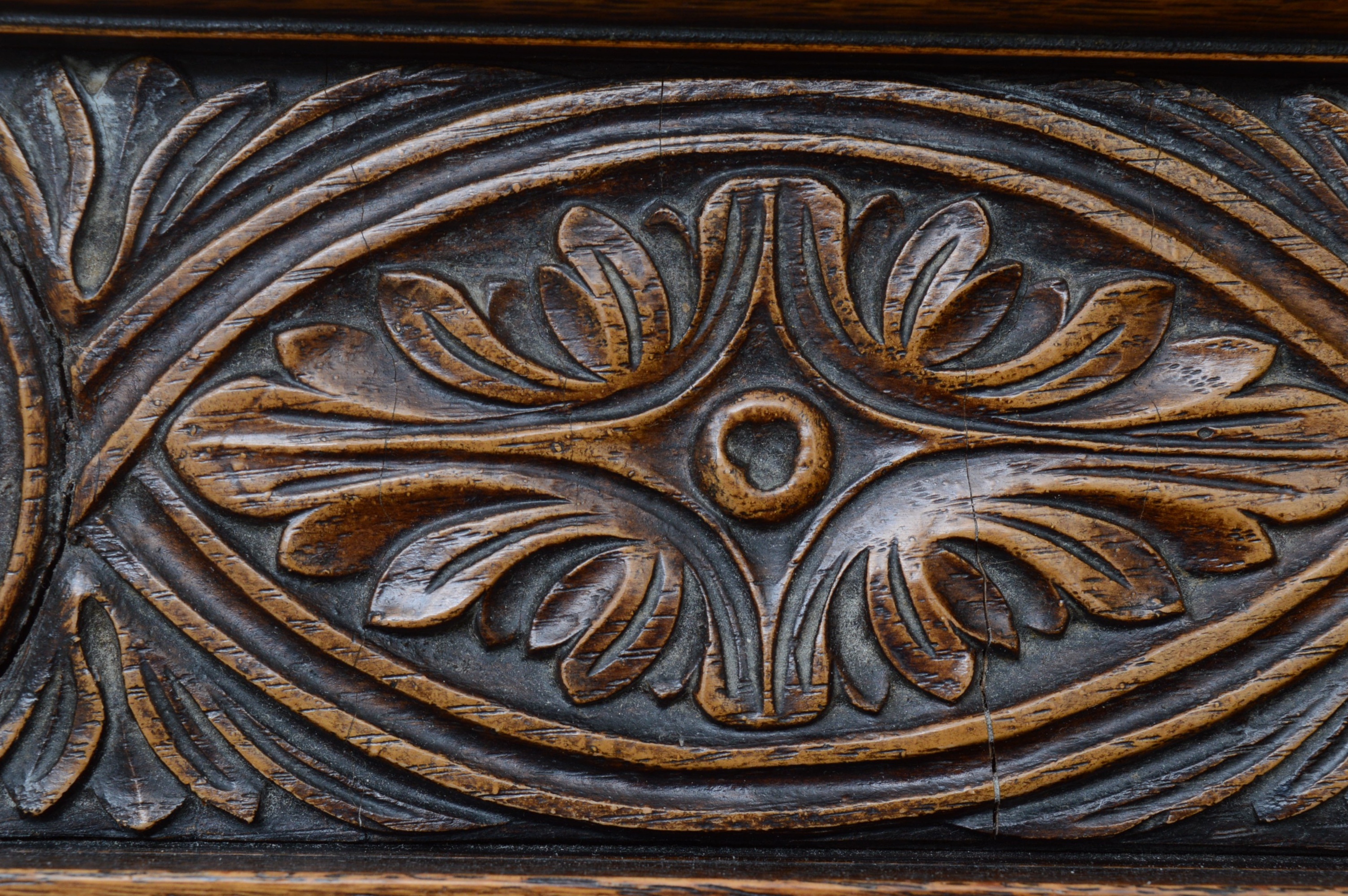 Jacobean Revival Carved Oak Cabinet, 1930s