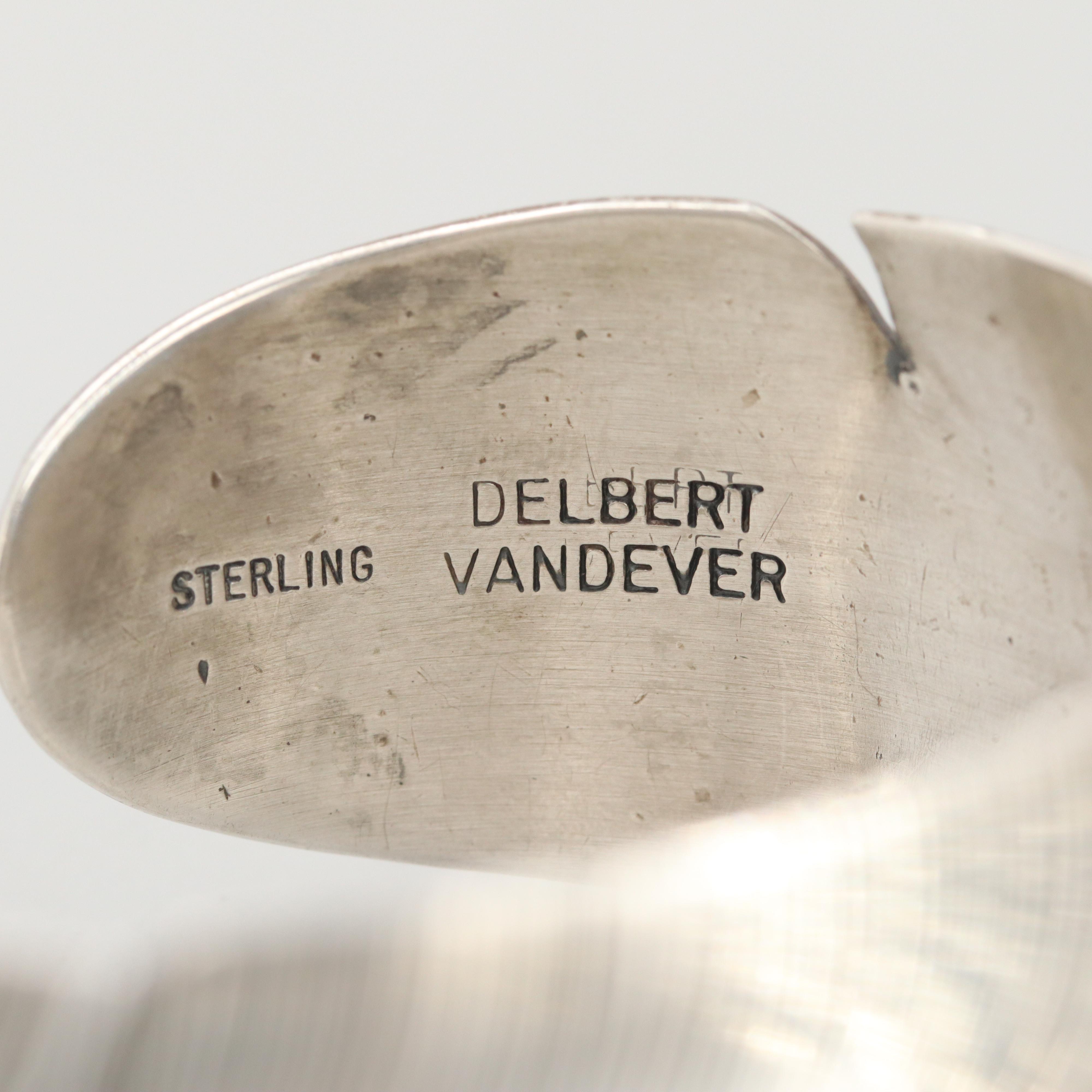 Delbert Vandever Navajo Diné Sterling Silver Feather Cuff Bracelet