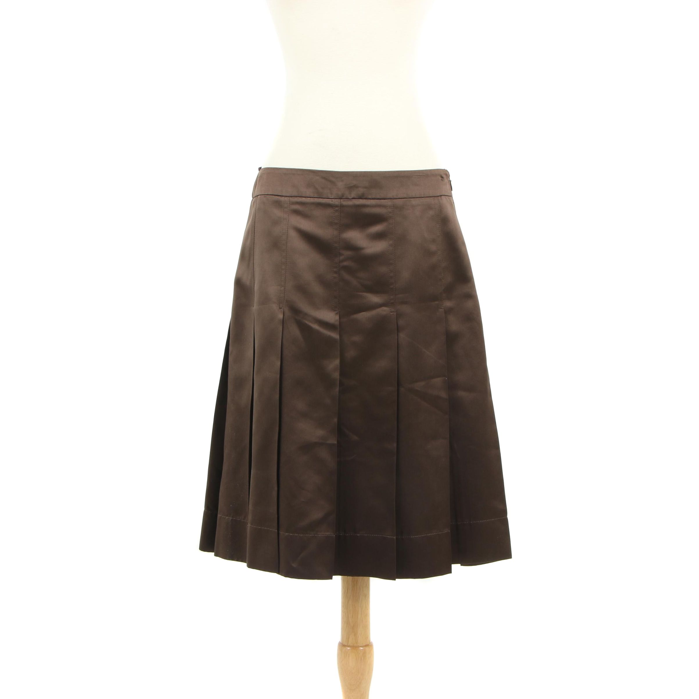 Prada Silk Blend Shirt Dress with Silk Block Pleat Skirt and Ruched Blouse