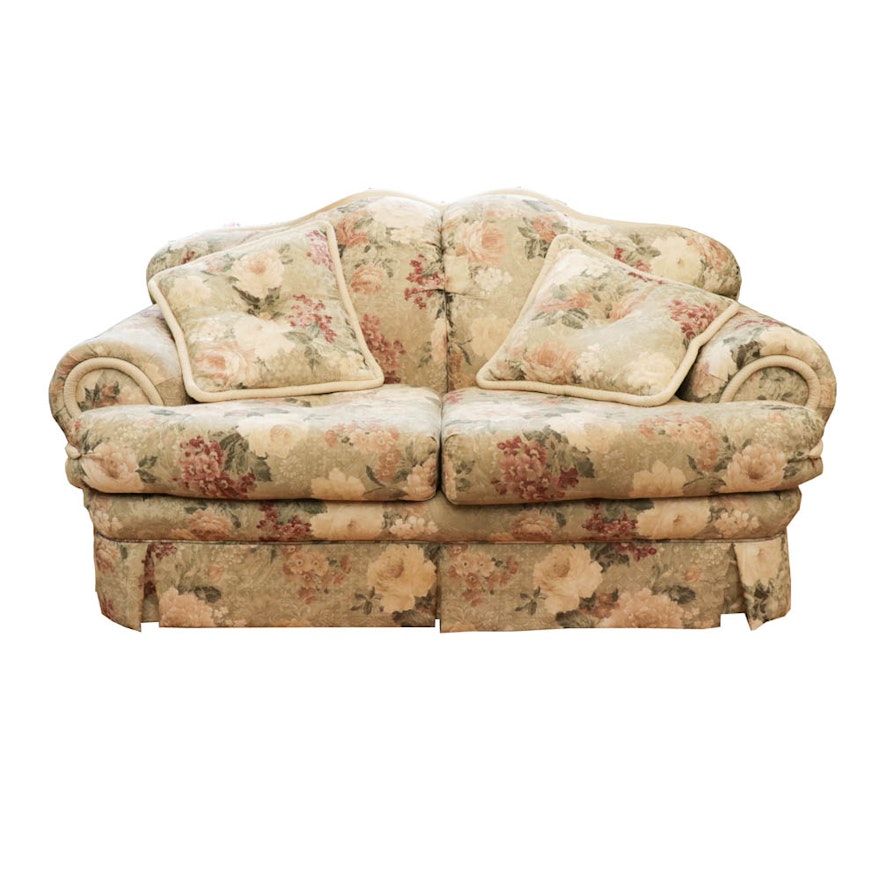 England Inc. Camel Back Love Seat, Late 20th Century