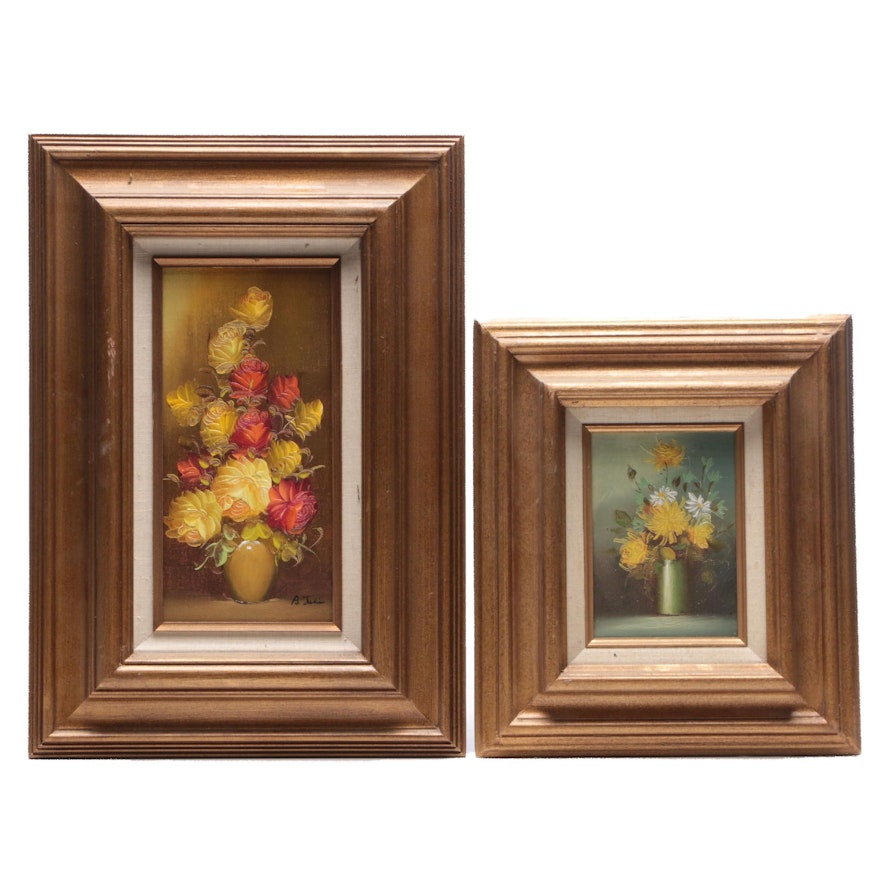 Mid to Late 20th Century Floral Still Life Oil Paintings