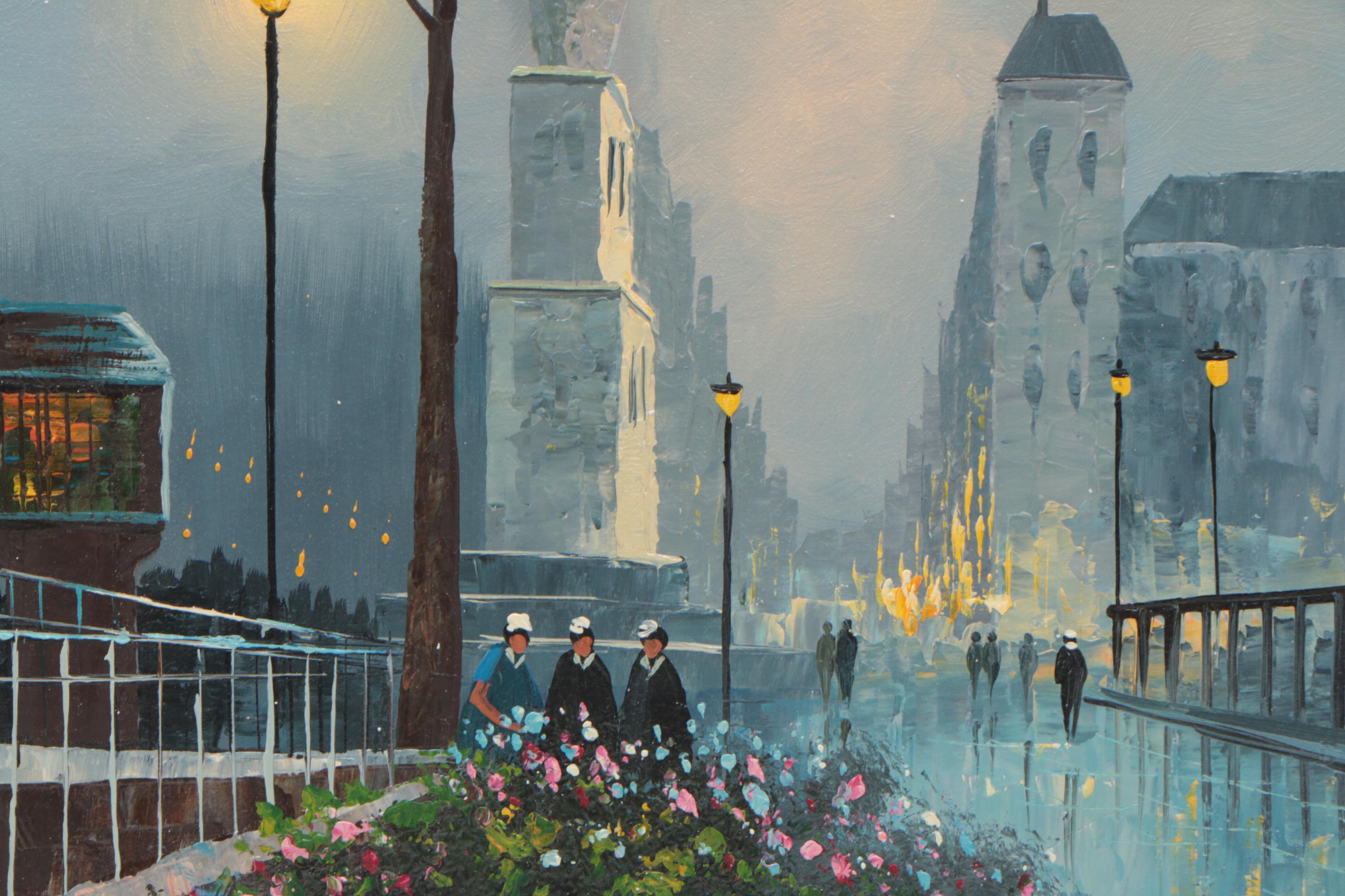 Mary Botto Oil Painting European Street Scene