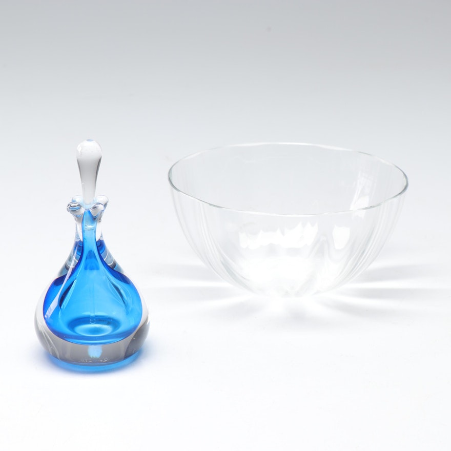 Baccarat Crystal Bowl with Hand Blown Perfume Bottle