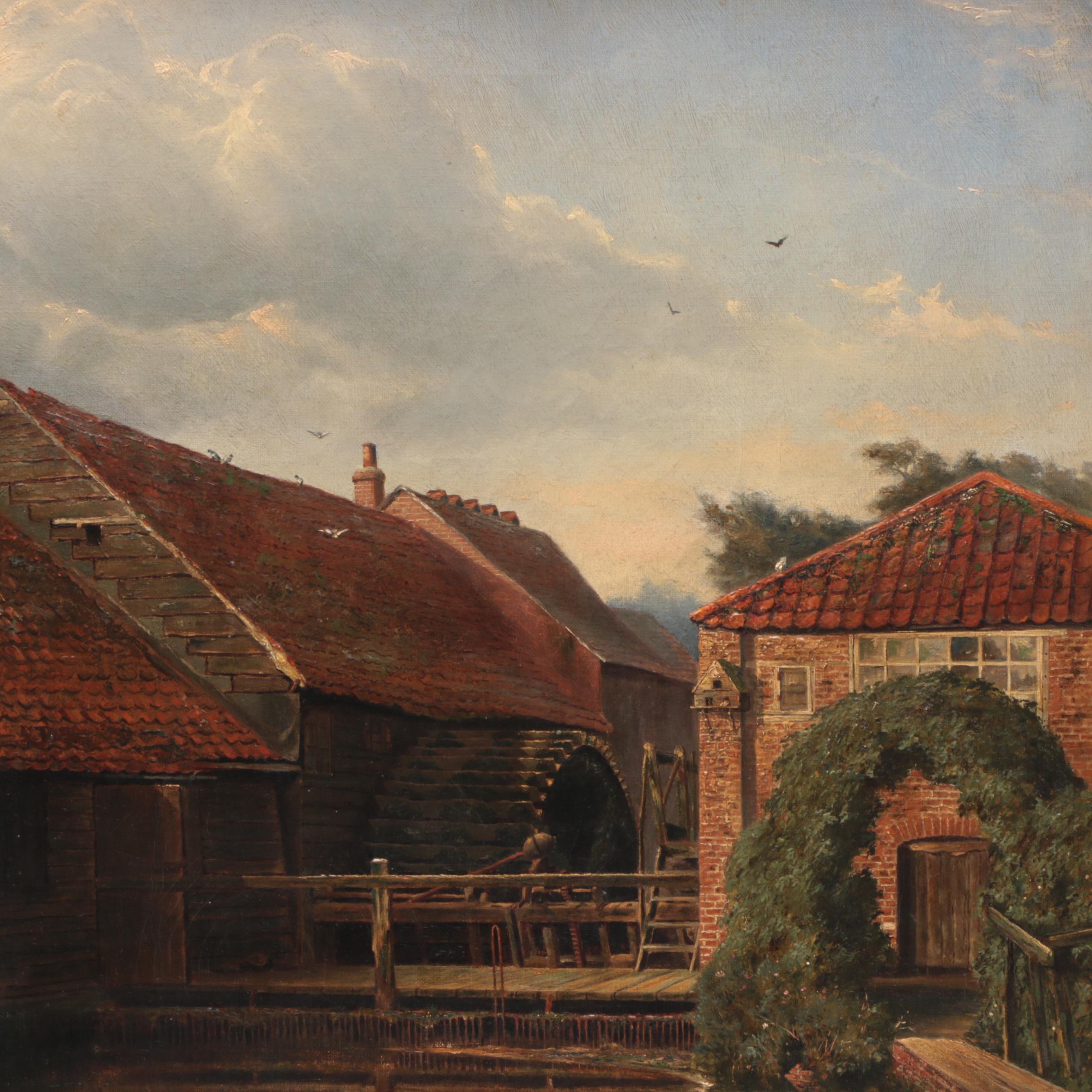 George Ruston 19th Century Oil Painting of Boy Seated near Water Mill ...