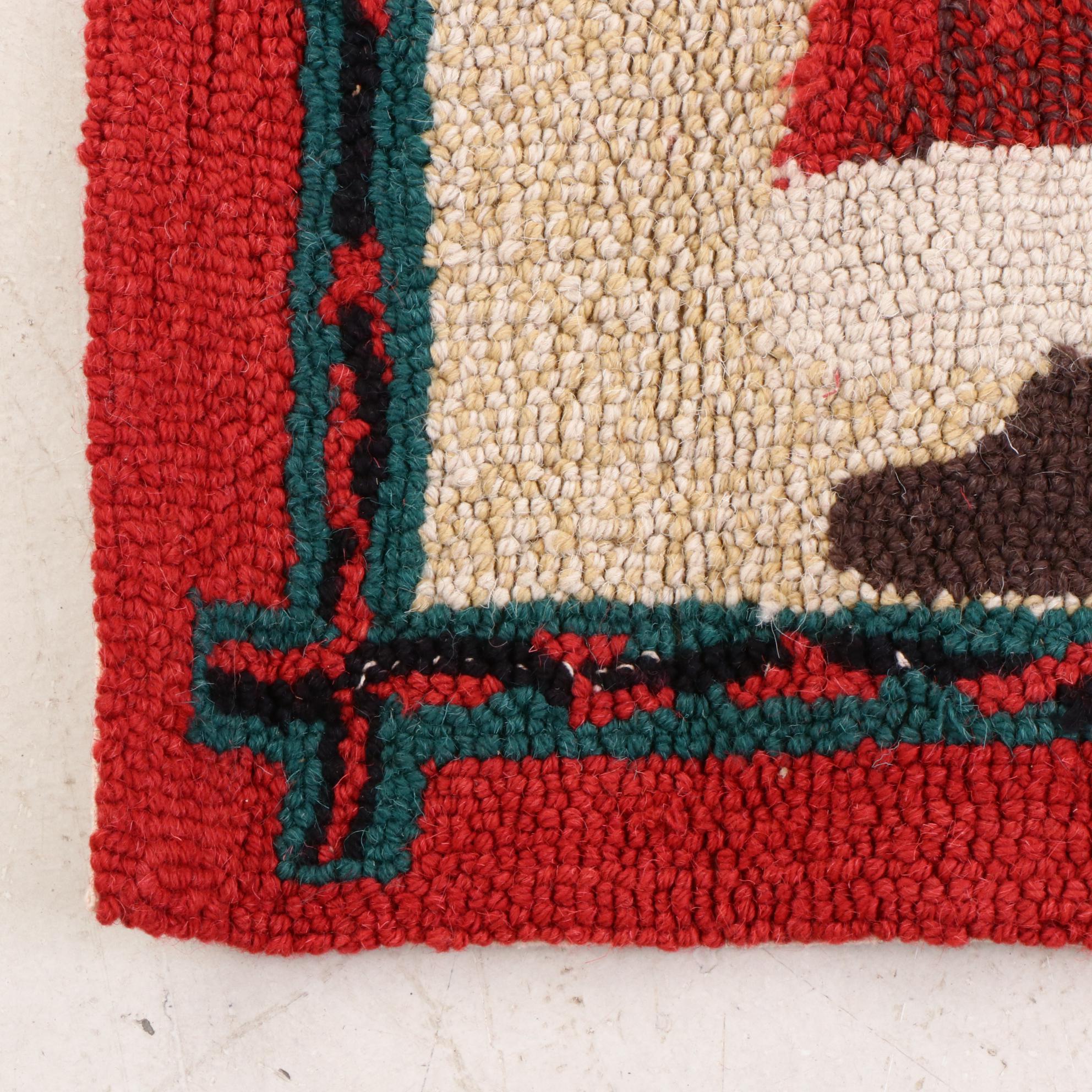 Hand-Hooked Santa Claus Wool Rug