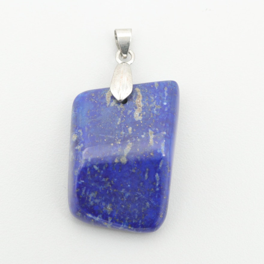 Silver Tone Lapis Lazuli Pendant