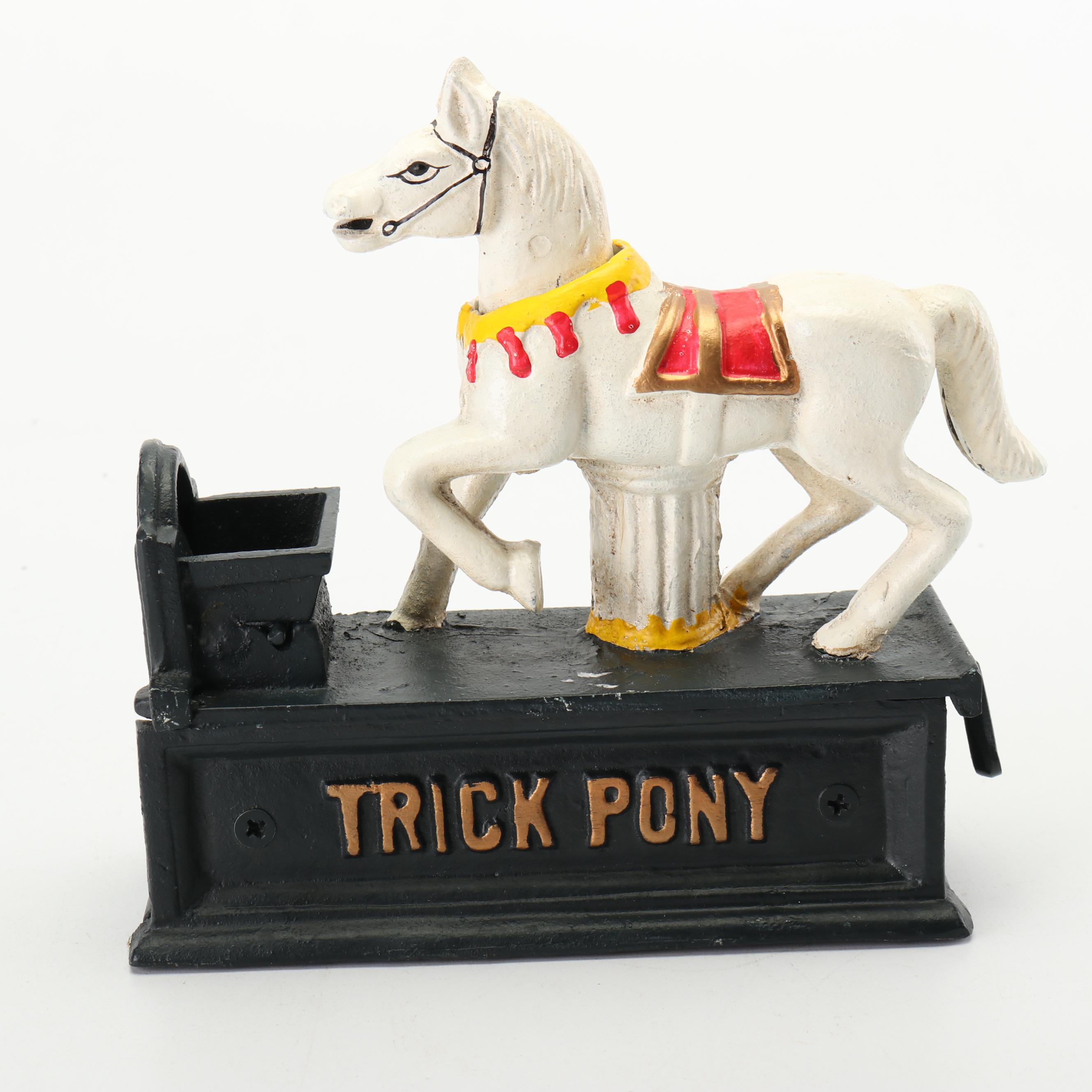 Mid- Century Cast Metal "Trick Pony" Piggy Bank