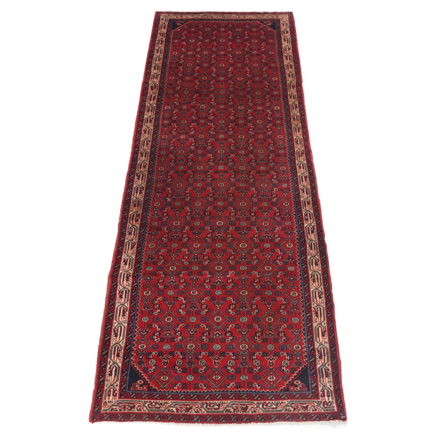 3'6 x 10'0 Hand-Knotted Persian Zanjan Carpet Runner, circa 1970