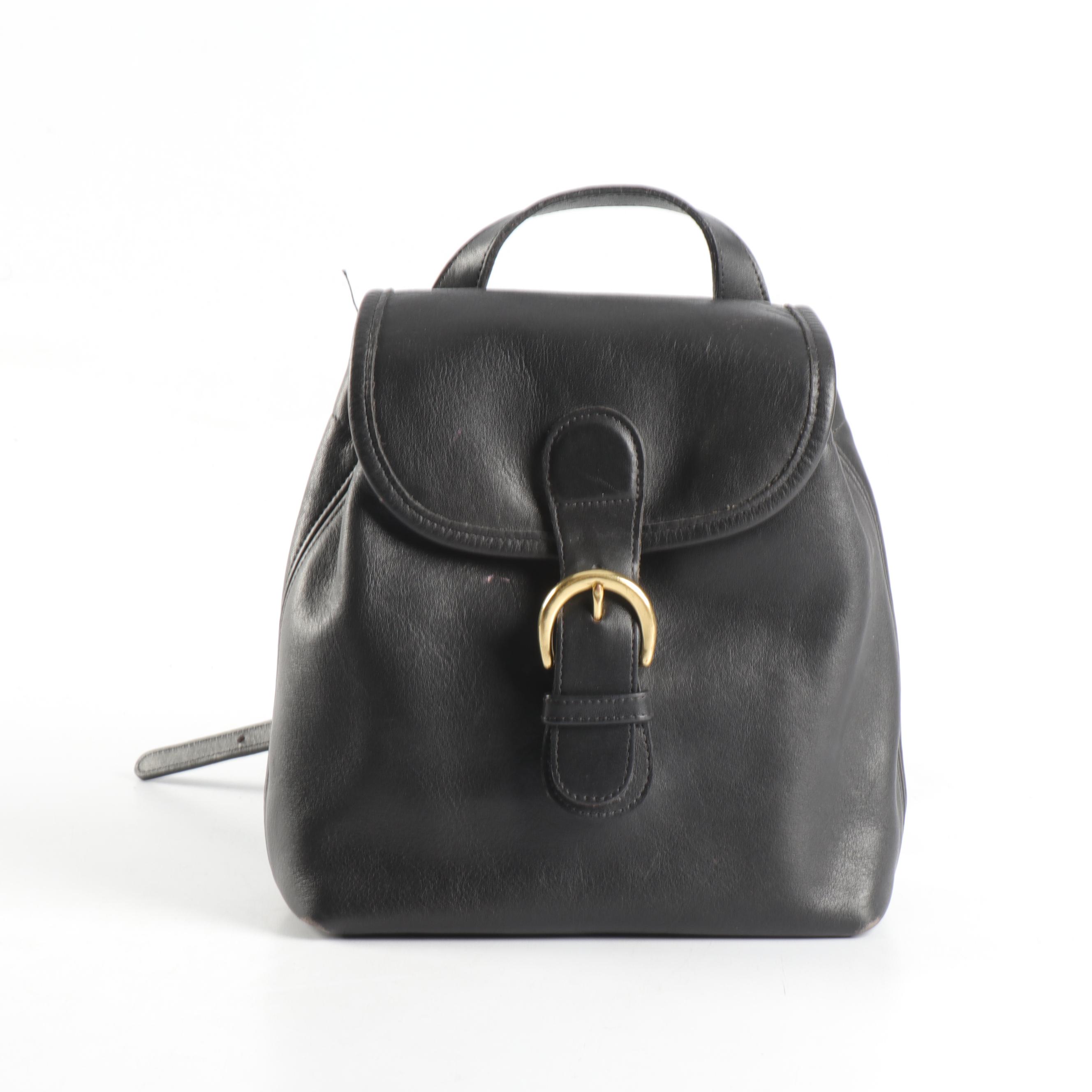 Coach Black Leather Backpack Purse