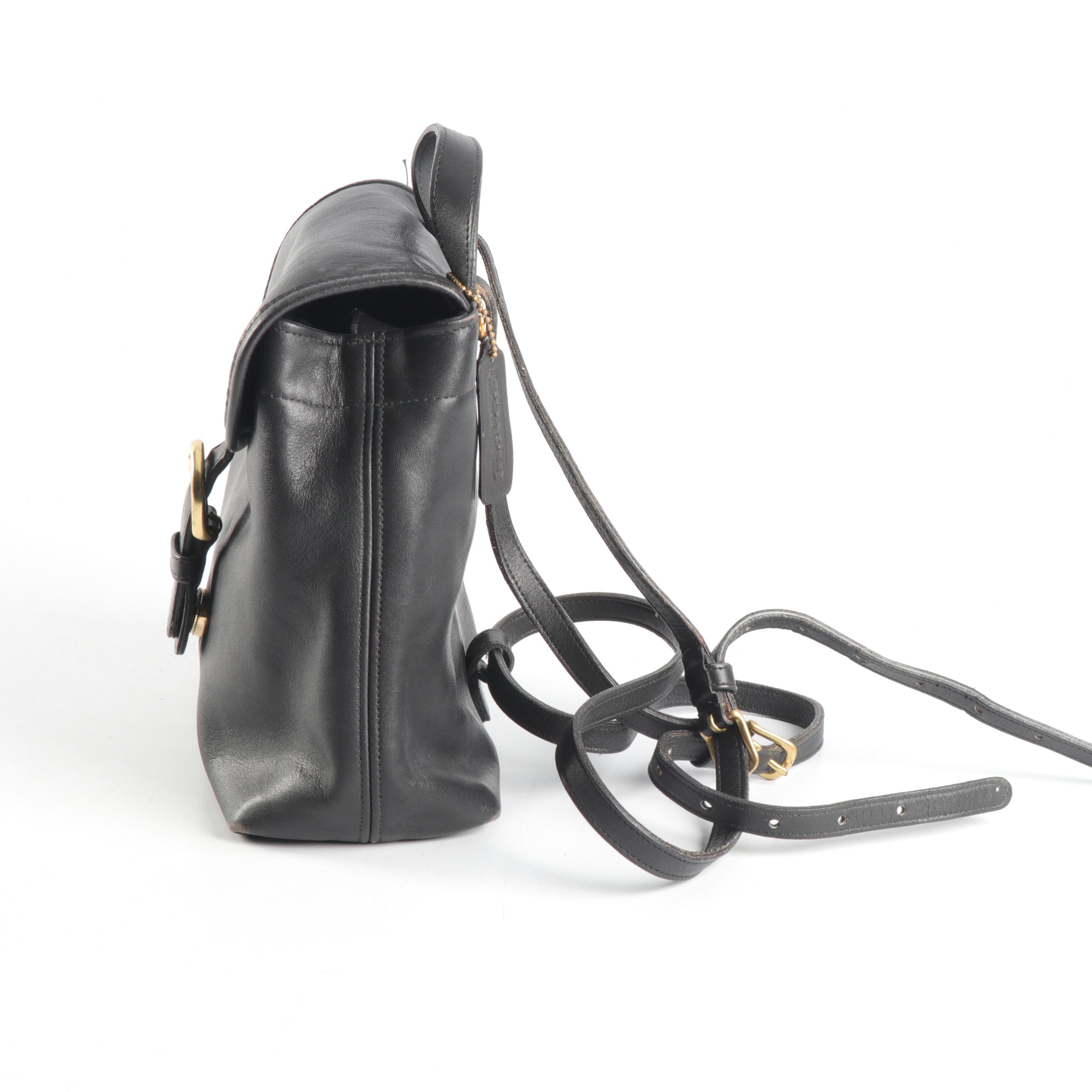 Coach Black Leather Backpack Purse