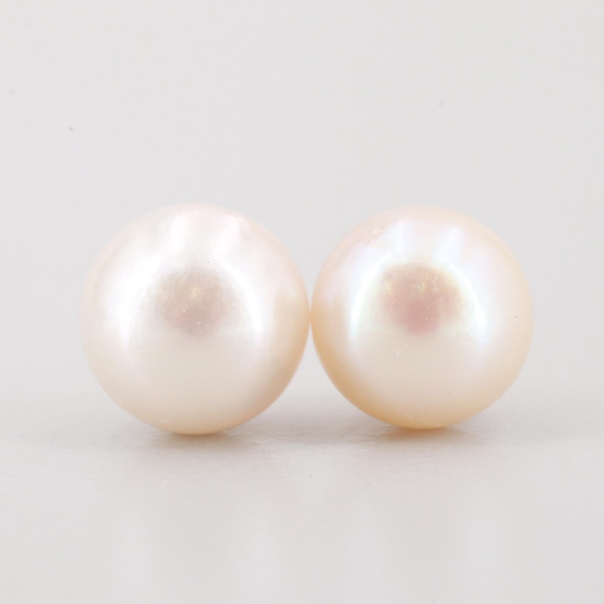 14K Yellow Gold Cultured Pearl Stud Earring