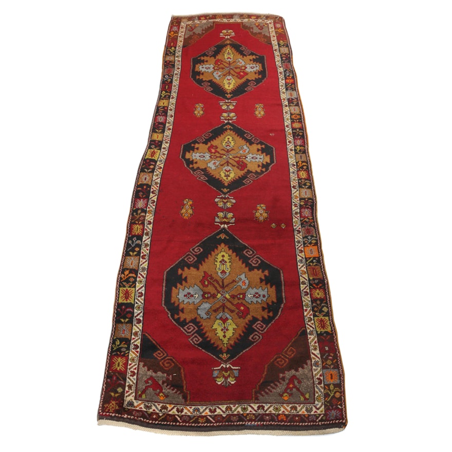 3'10 x 13'3 Hand-Knotted Turkish Village Carpet Runner, circa 1960