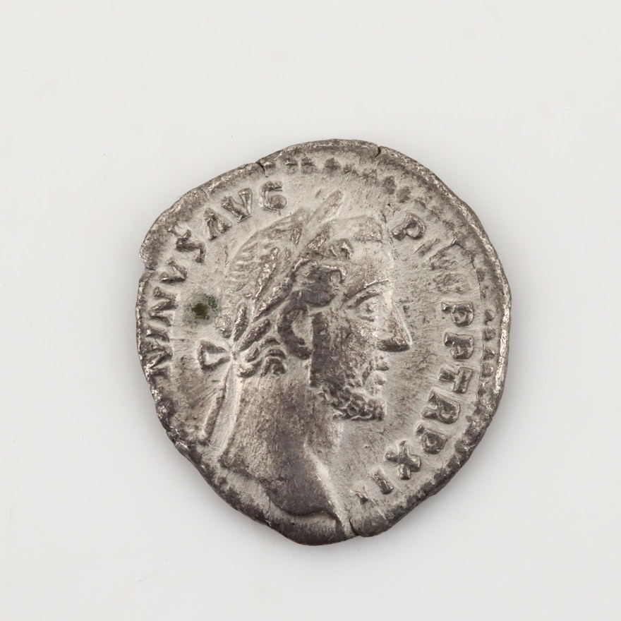 Ancient Roman Imperial AR Denarius of Antoninus Pius, Ca. 148 A.D.