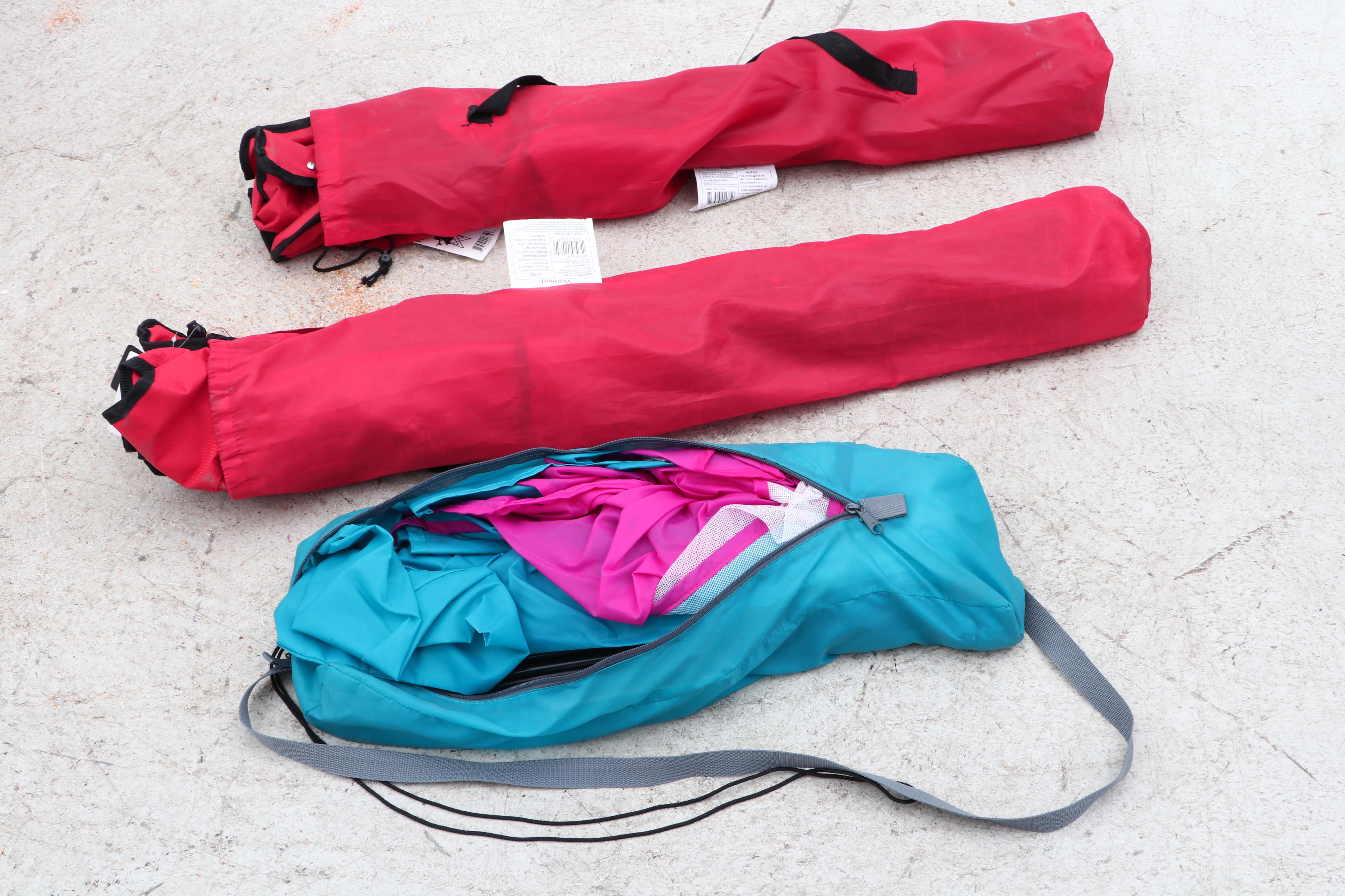 Ozark Trail, Glaciers Edge Folding Chairs with Eddie Bauer Umbrellas and Cabana