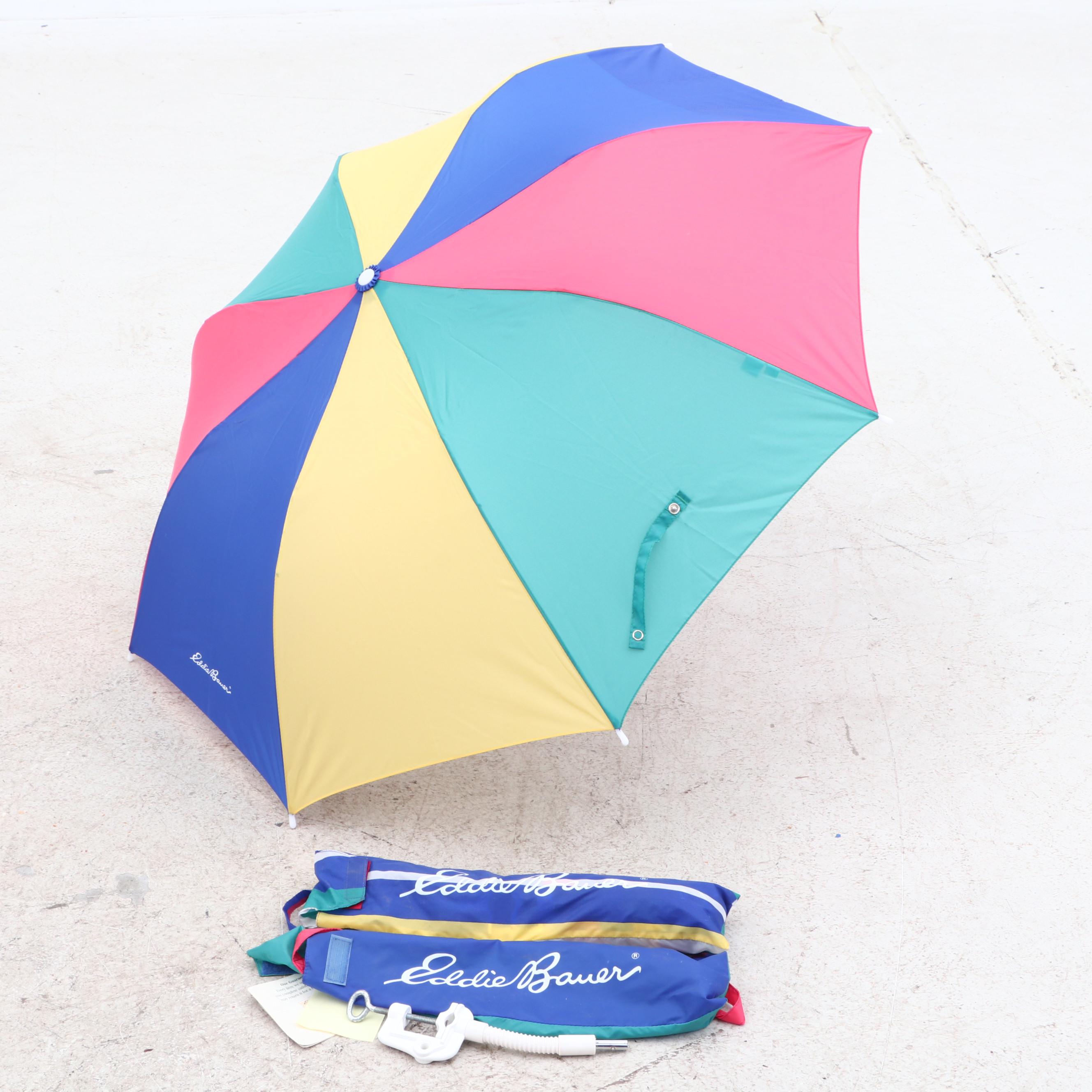 Ozark Trail, Glaciers Edge Folding Chairs with Eddie Bauer Umbrellas and Cabana