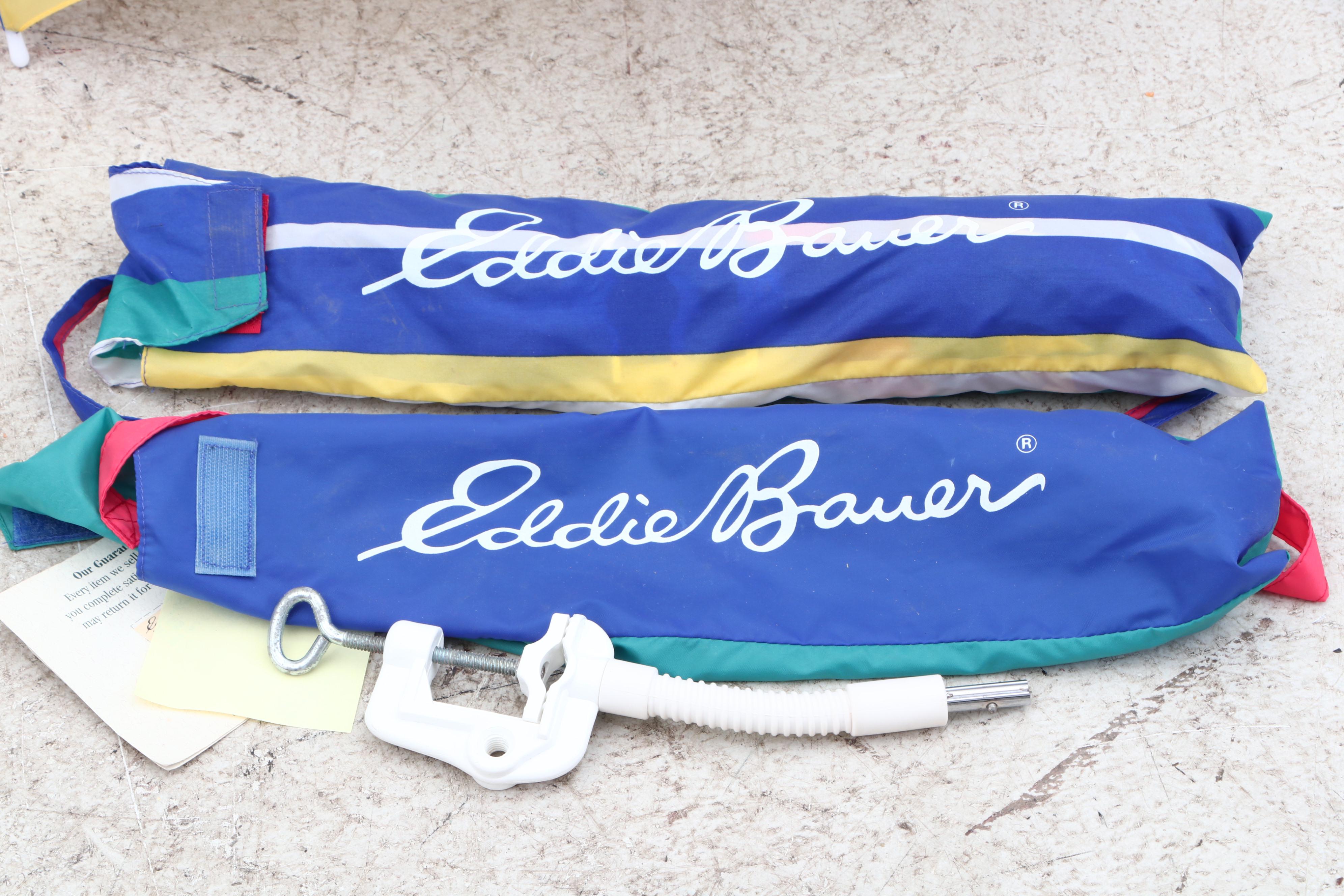 Ozark Trail, Glaciers Edge Folding Chairs with Eddie Bauer Umbrellas and Cabana