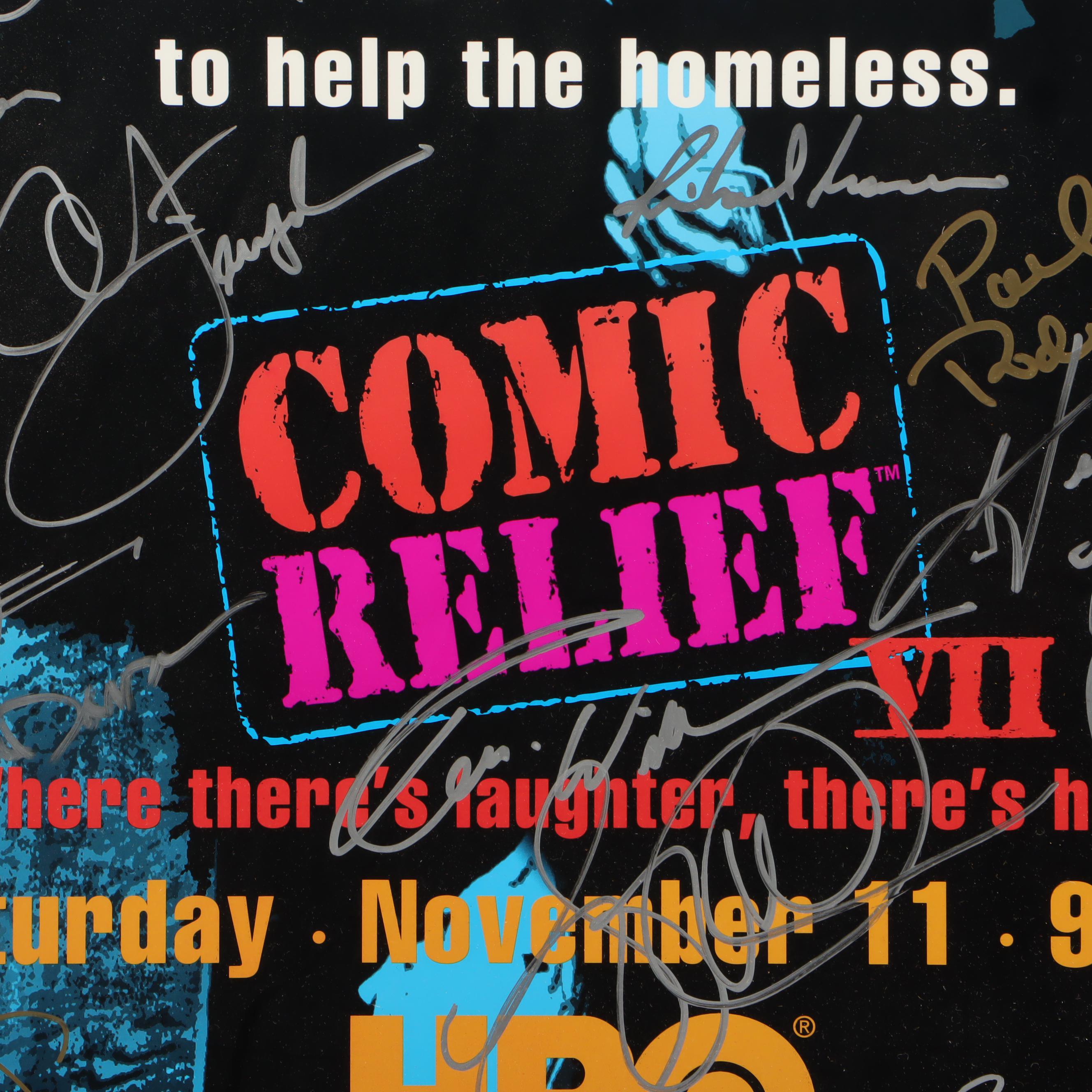 1995 Comic Relief VII Signed Framed Poster with Robin Williams, and More, COA