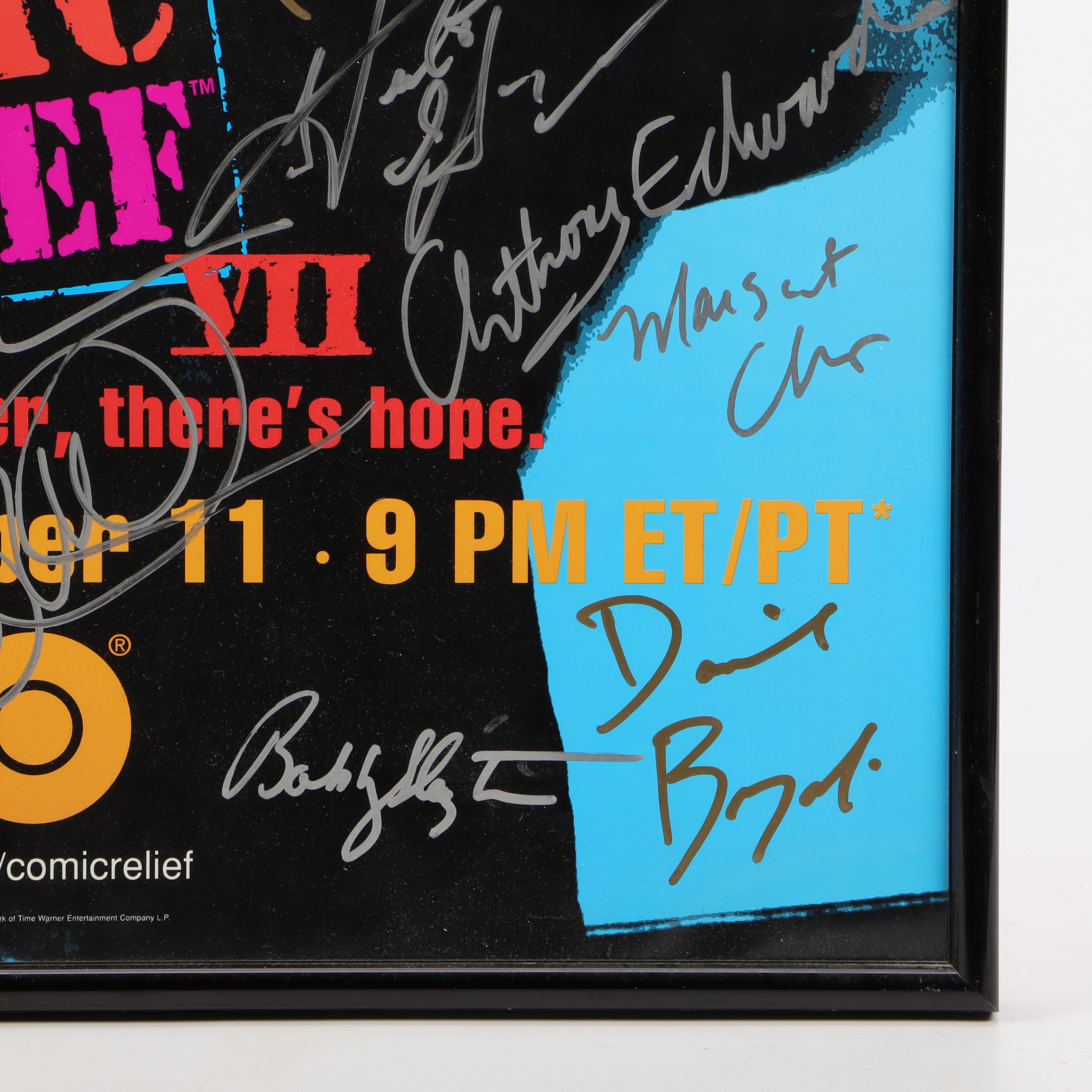 1995 Comic Relief VII Signed Framed Poster with Robin Williams, and More, COA