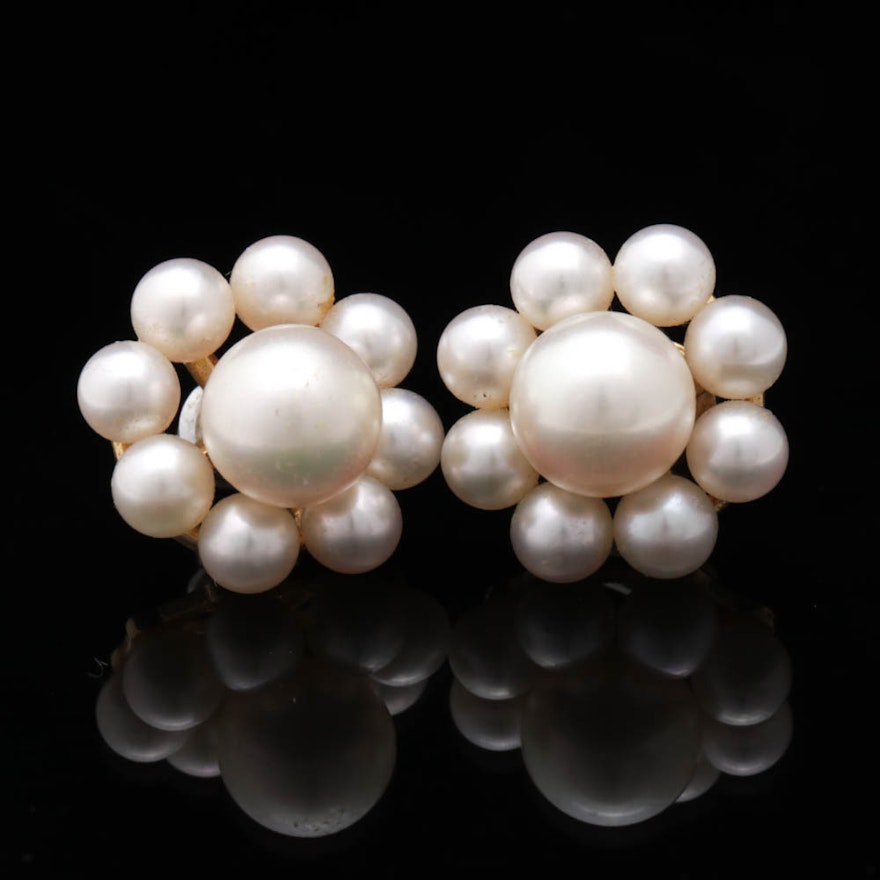 14K Yellow Gold Cultured Pearl Earrings