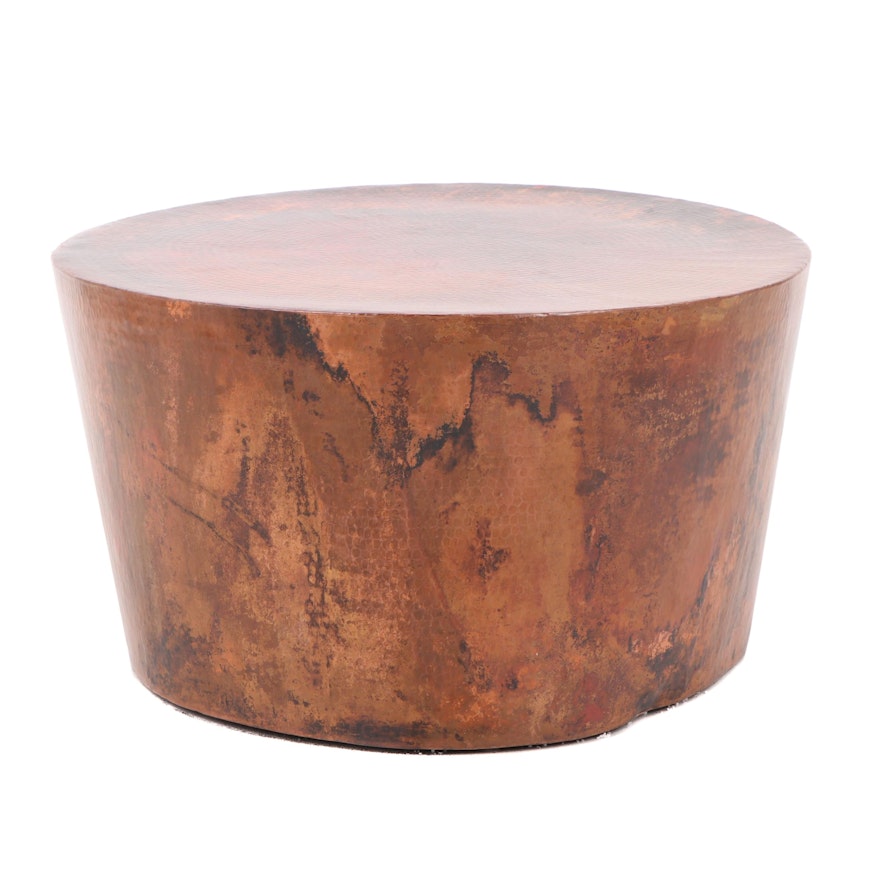 Round Hand Hammered Copper Side Table
