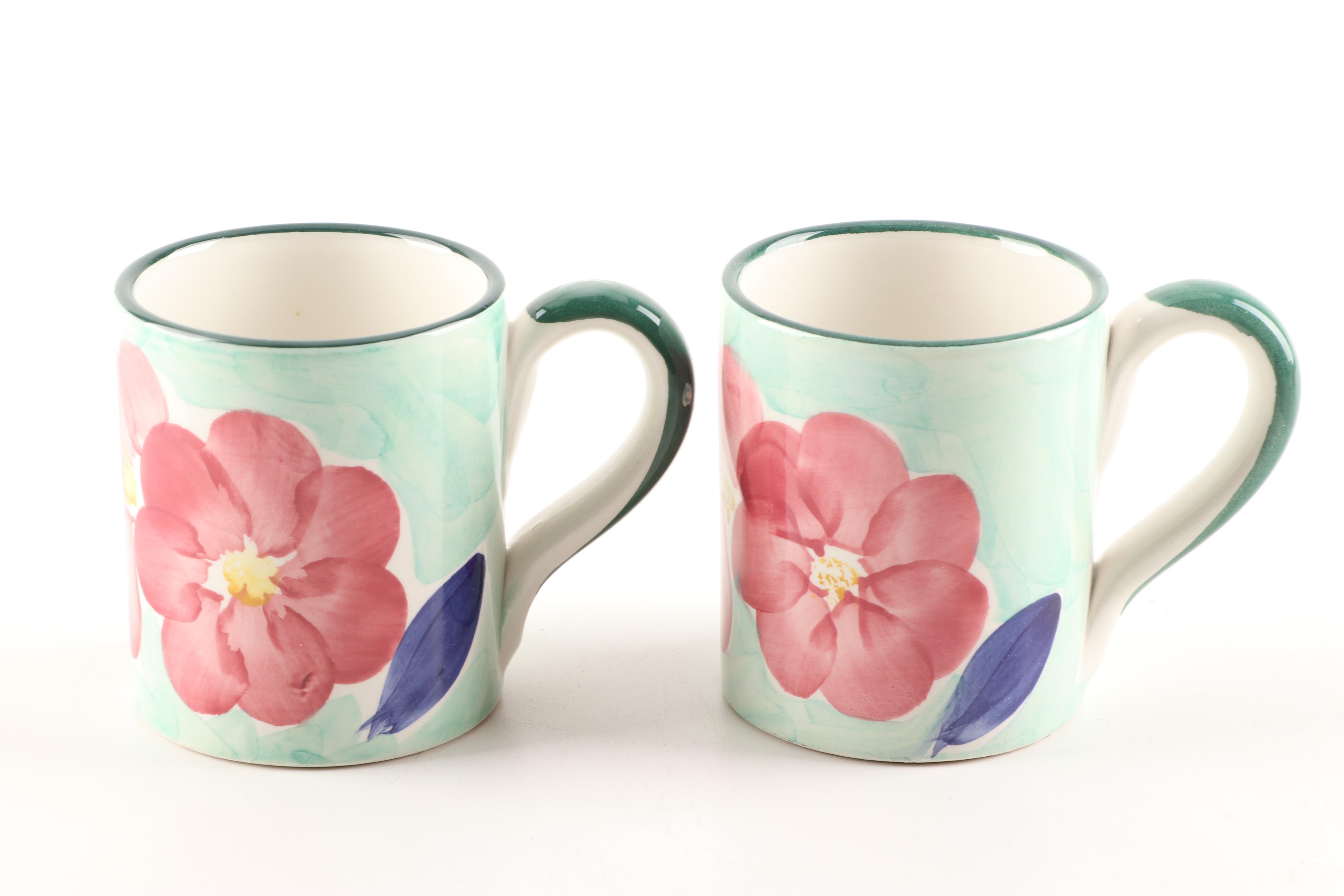 Hand-Painted Italian Ceramica San Marciano Green and Yellow Dinnerware