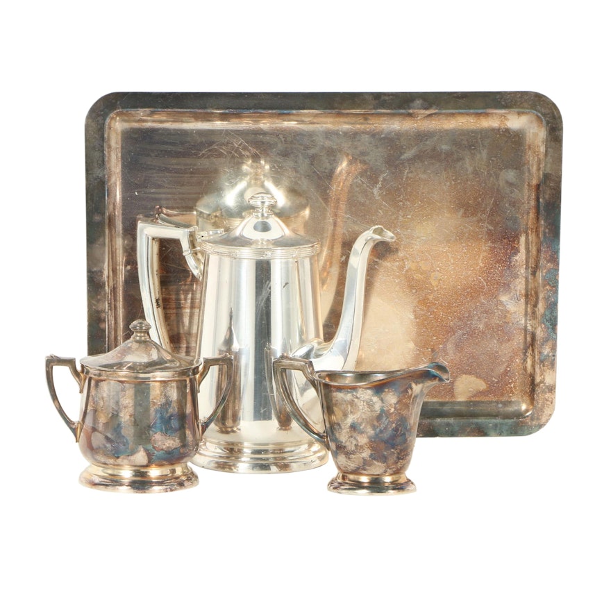 International Silver Co. Silver Plated Tea Service and Tray