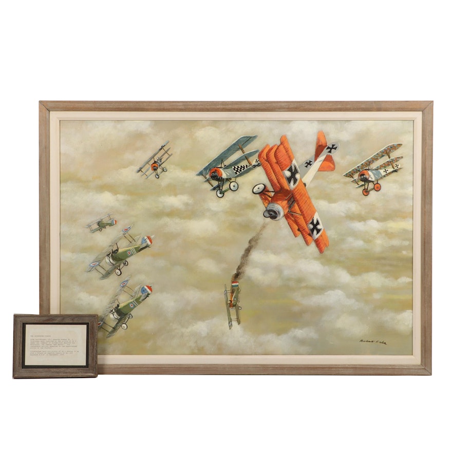 Robert Fabe Acrylic Painting of WWI Aircraft "The Richtofen Circus"