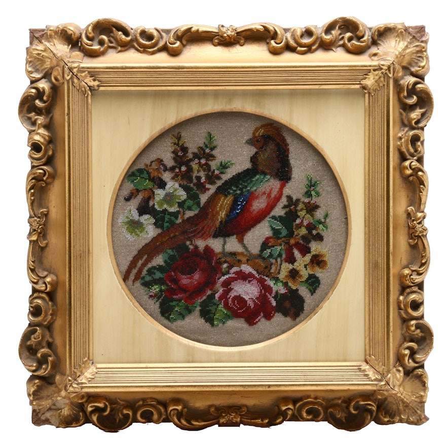 British Glass Beadwork of a Golden Pheasant, Mid 19th Century