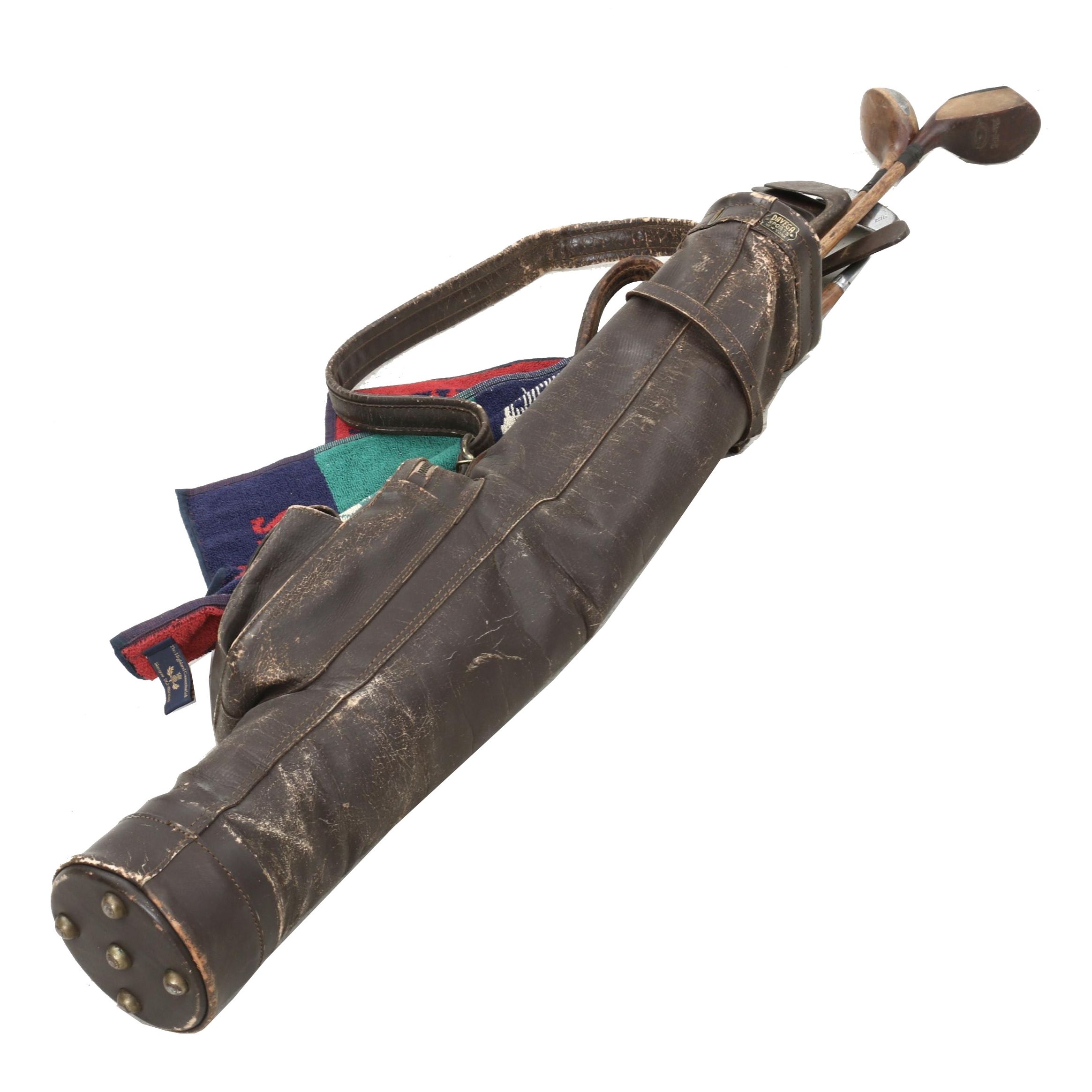 Windsor, Eddie Loos, and T Stewart Wooden Golf Clubs with Davega Sports Golf Bag
