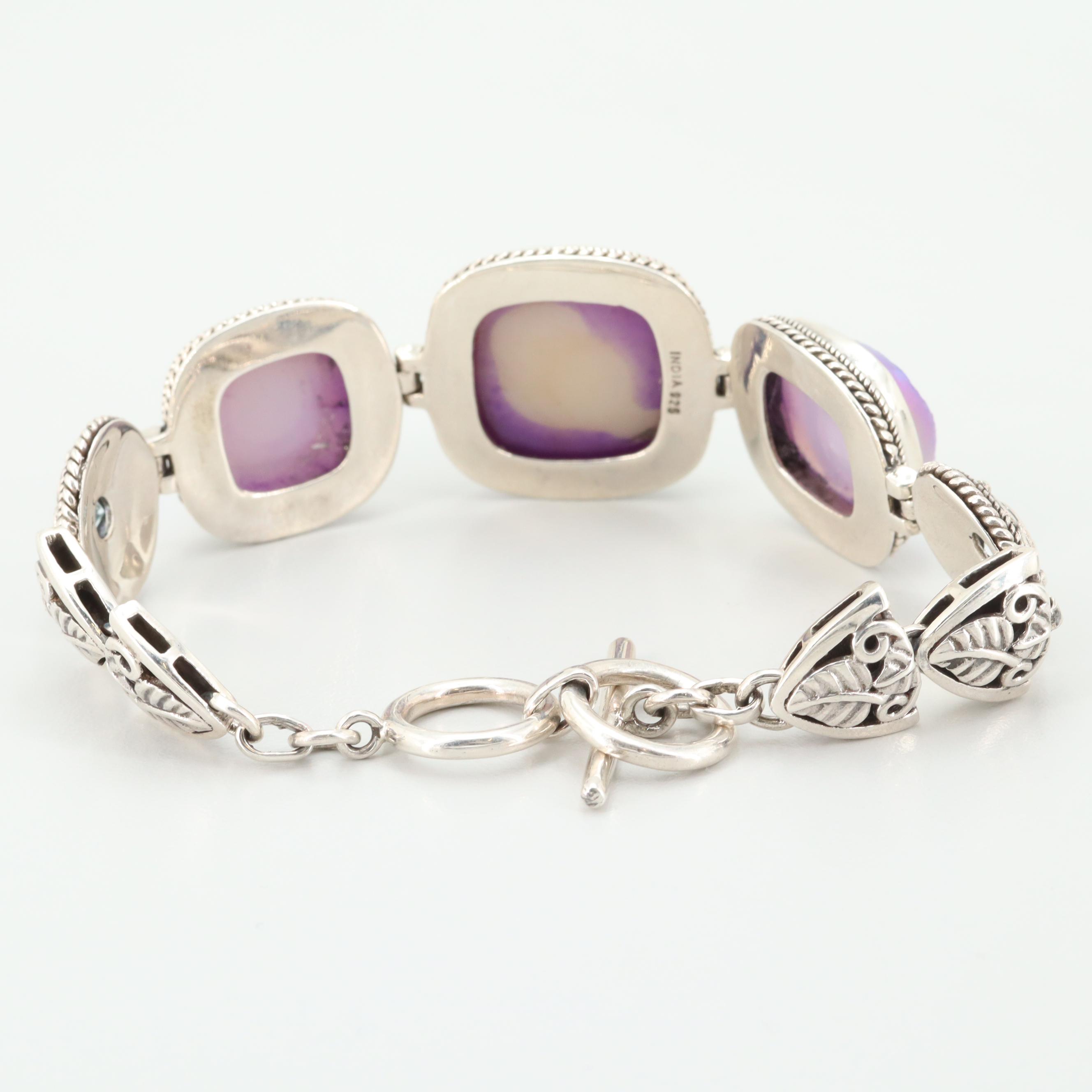 Sterling Silver Druzy and Topaz Bracelet