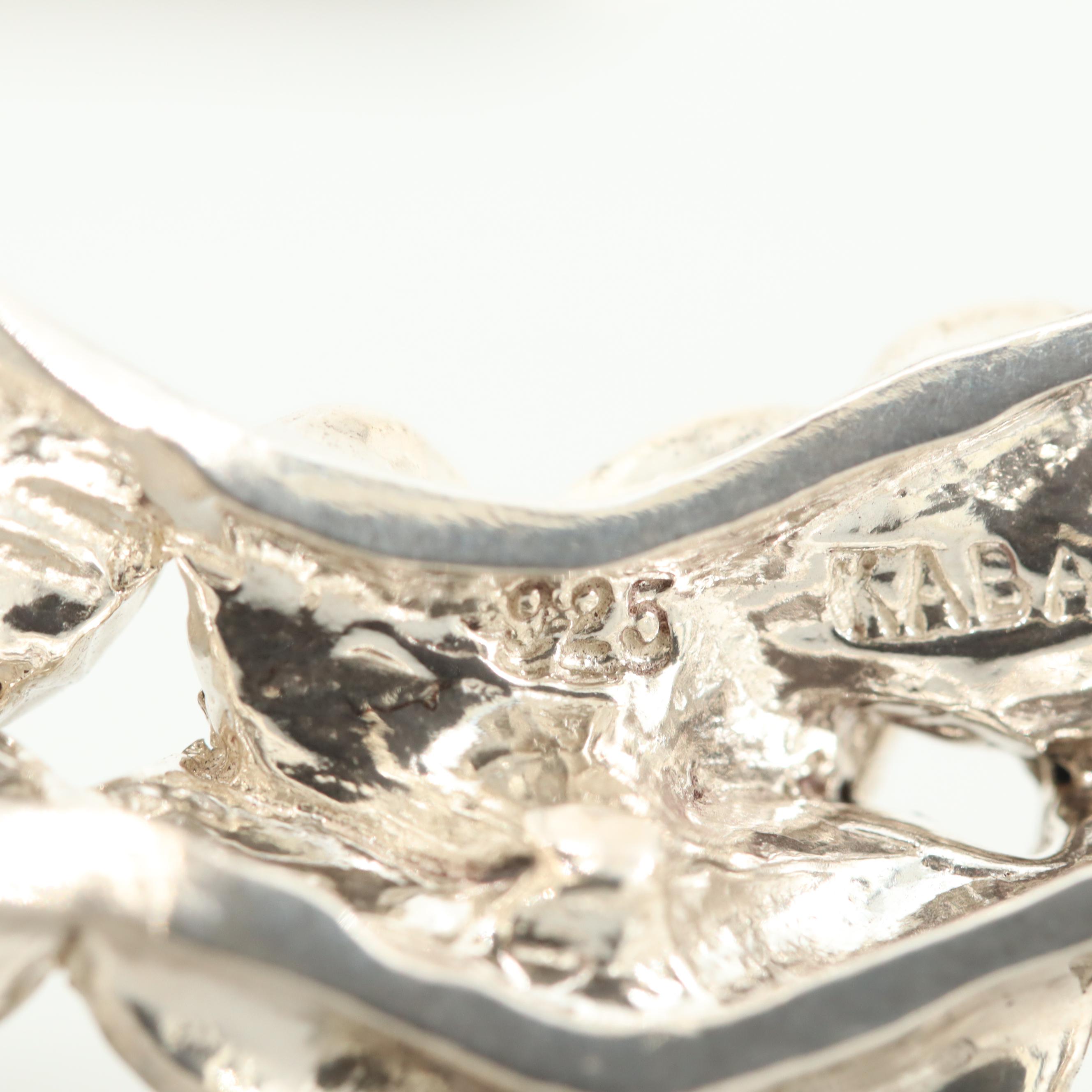 Kabana Sterling Silver Hawaiian Plumeria Cuff Bracelet