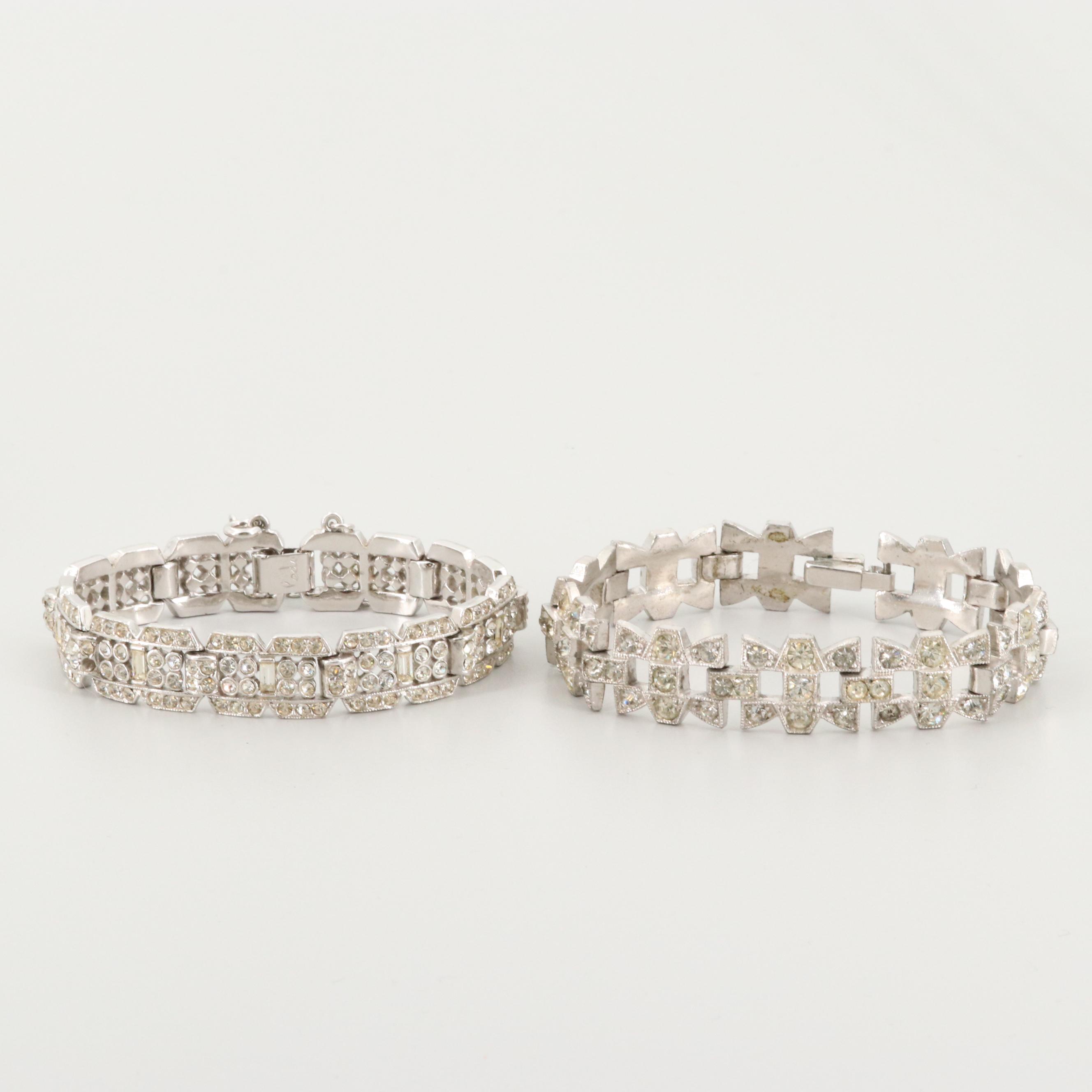 Circa 1950s Rhinestone Bracelets Featuring Ledo