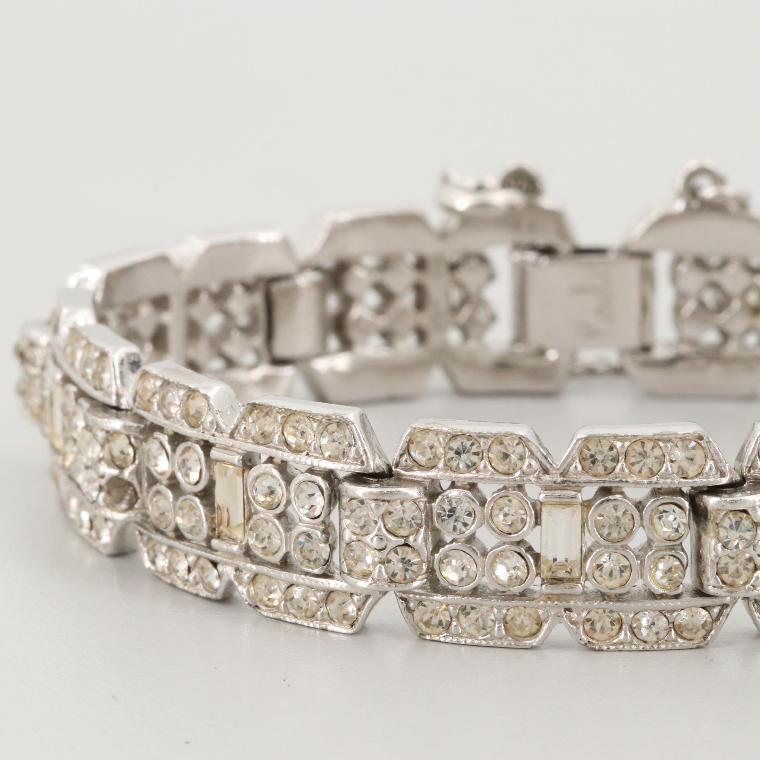 Circa 1950s Rhinestone Bracelets Featuring Ledo