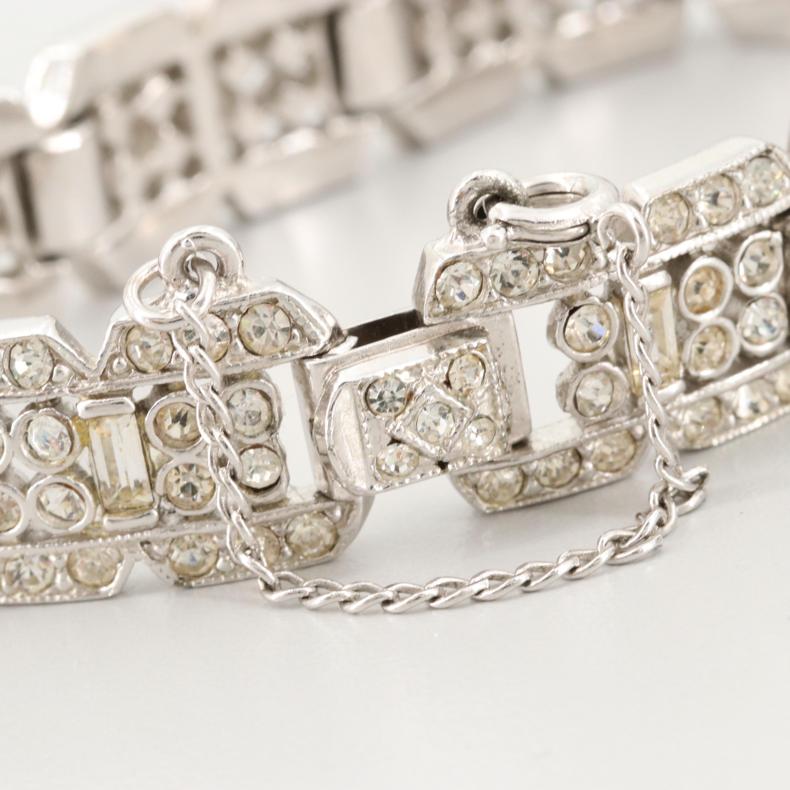 Circa 1950s Rhinestone Bracelets Featuring Ledo