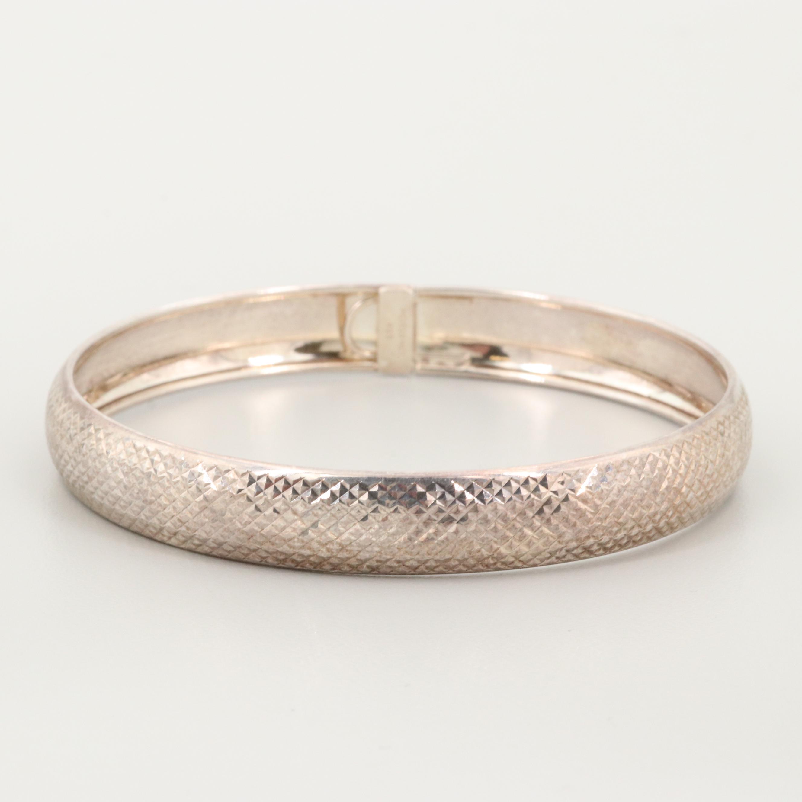 Mexican Sterling Silver Textured Bangle Bracelet