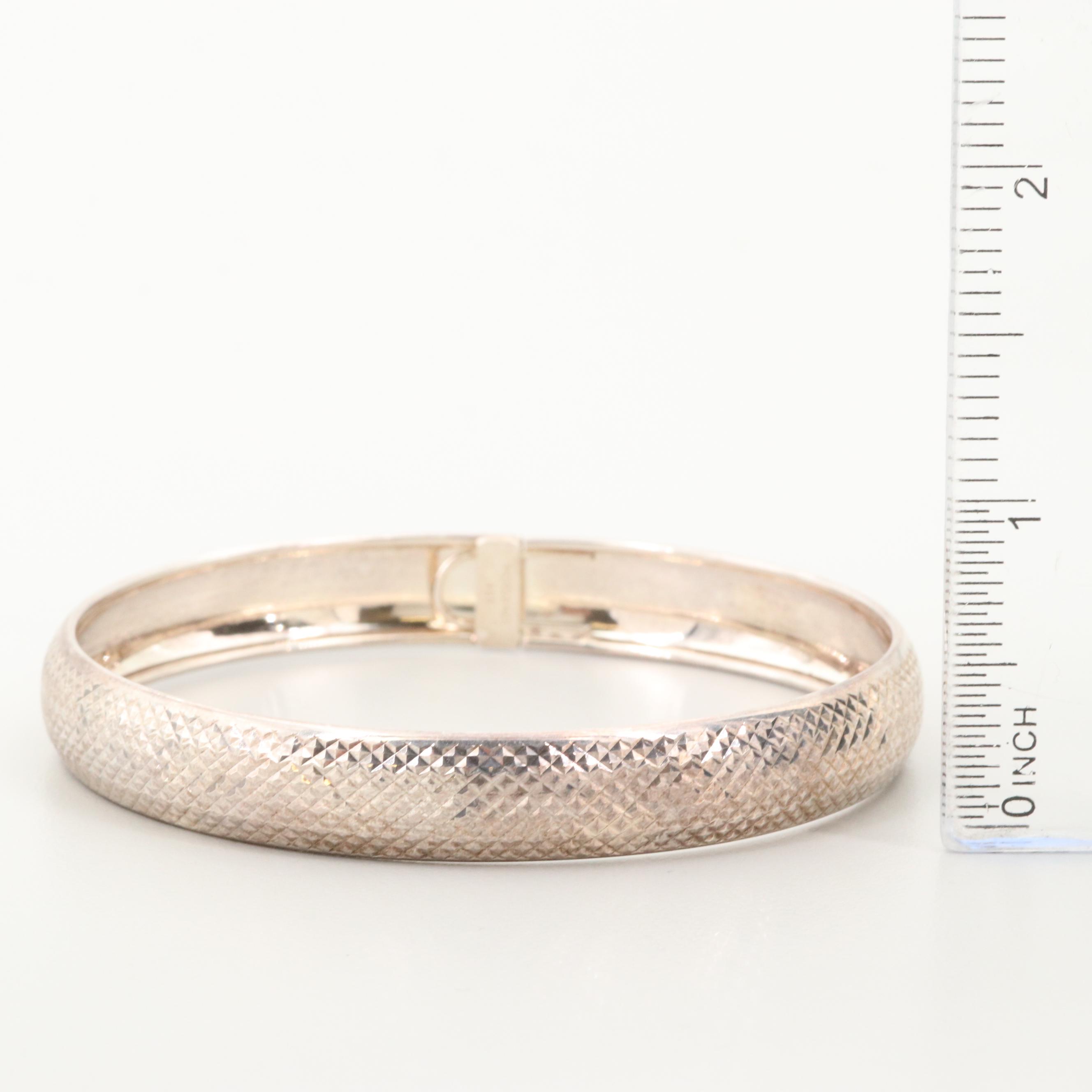 Mexican Sterling Silver Textured Bangle Bracelet