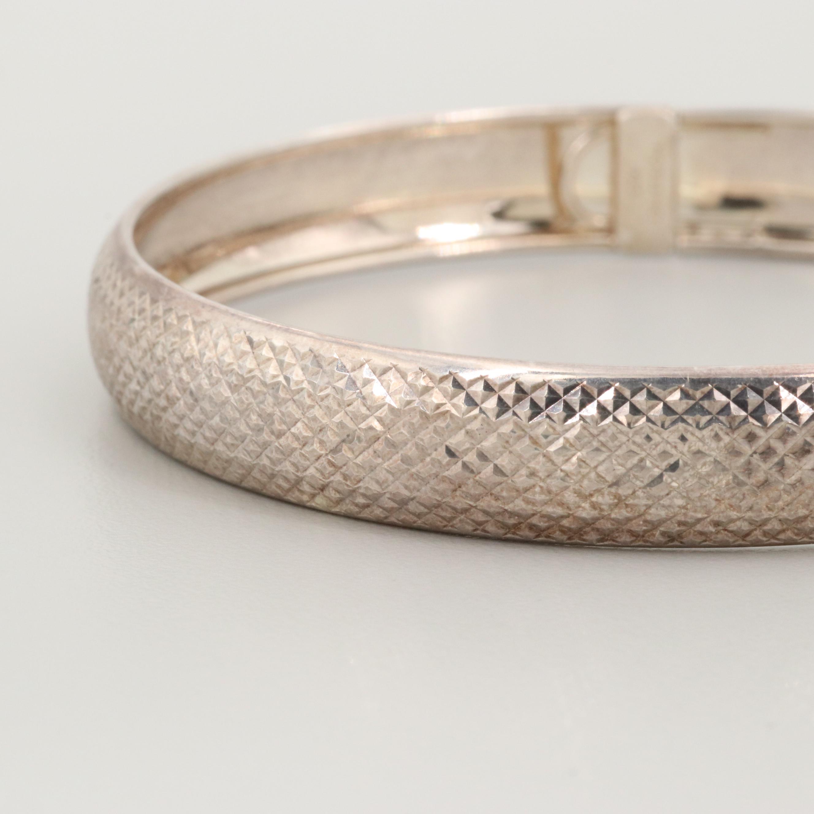 Mexican Sterling Silver Textured Bangle Bracelet