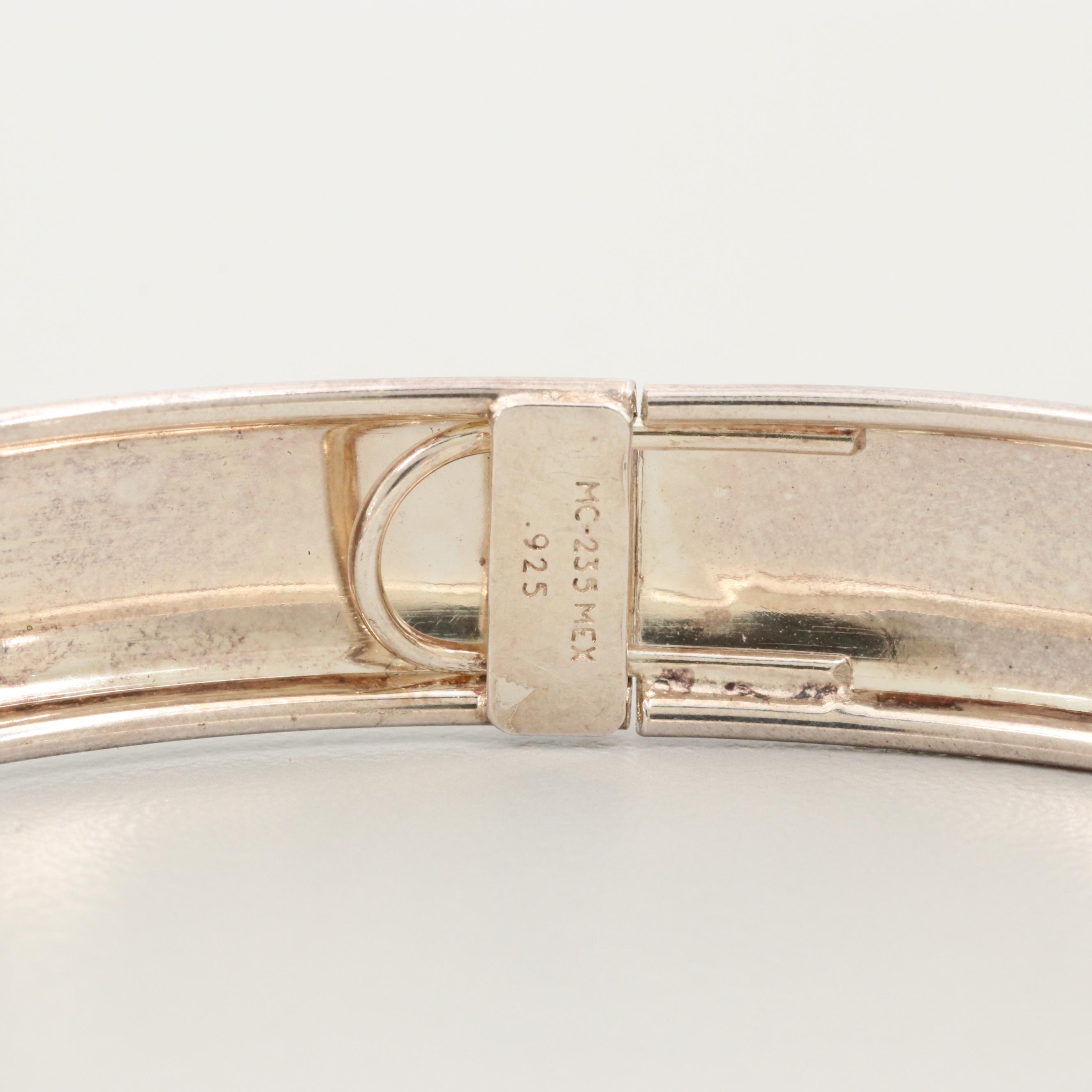 Mexican Sterling Silver Textured Bangle Bracelet