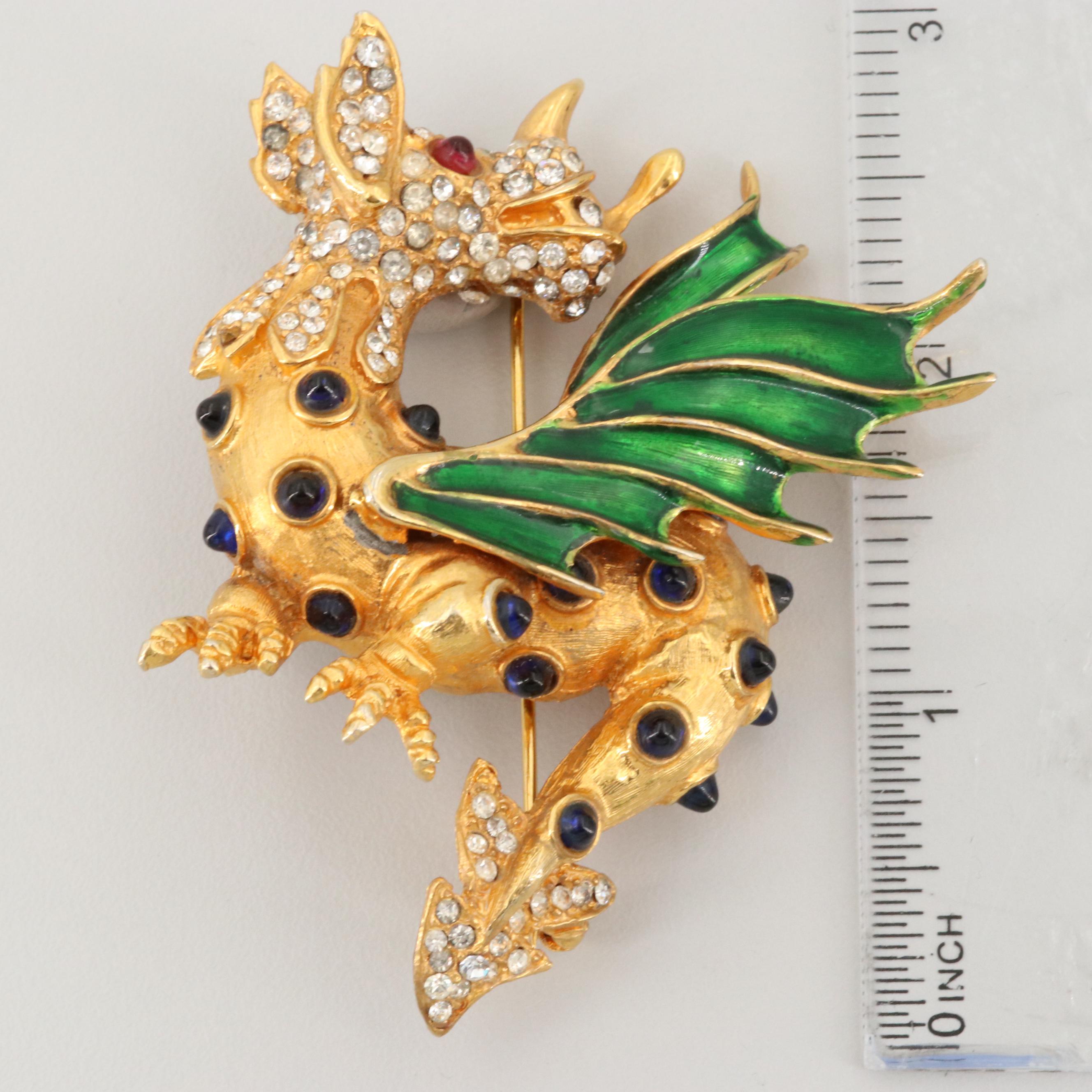 Vintage Enamel and Rhinestone Brooches Including Napier and Kennith Jay Lane