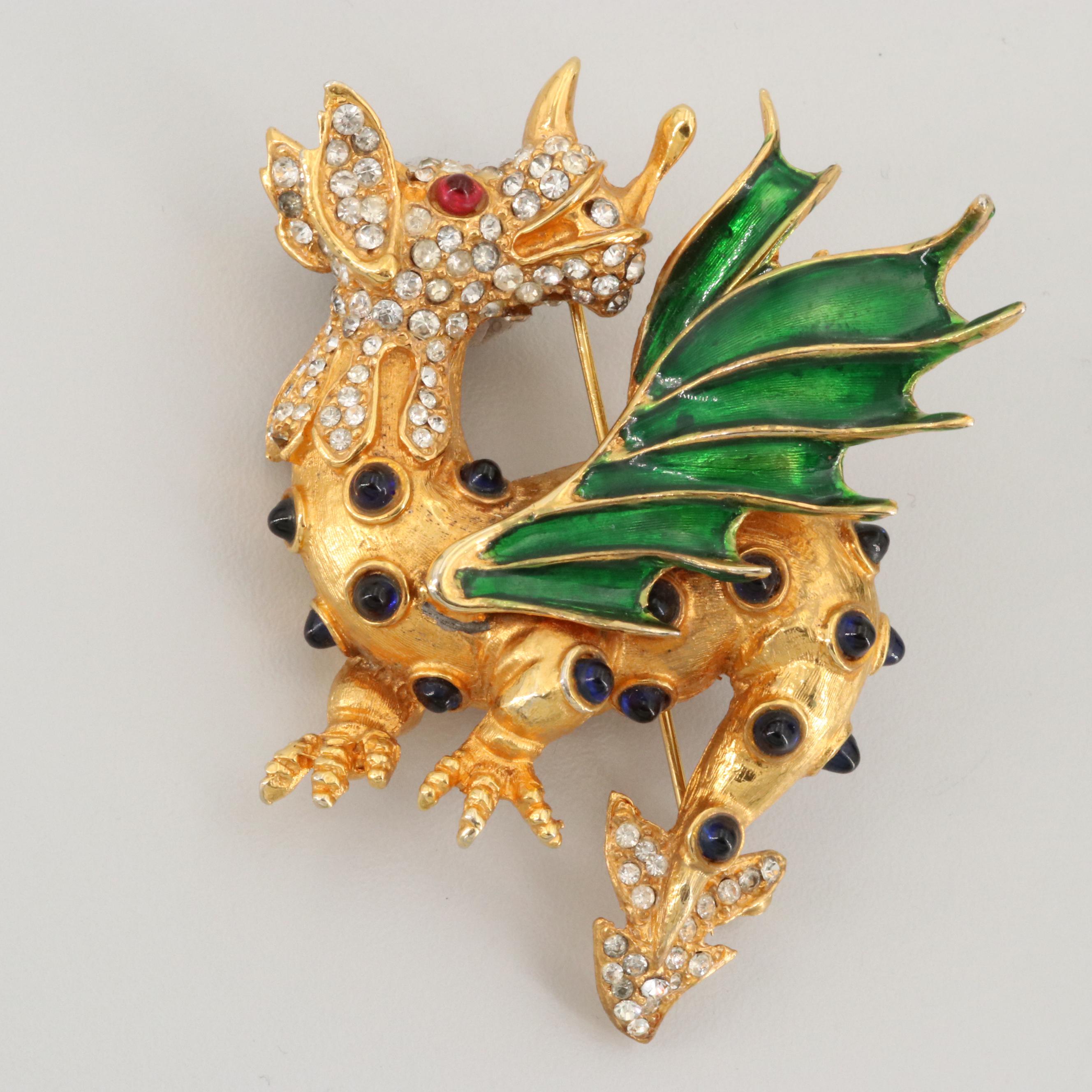 Vintage Enamel and Rhinestone Brooches Including Napier and Kennith Jay Lane